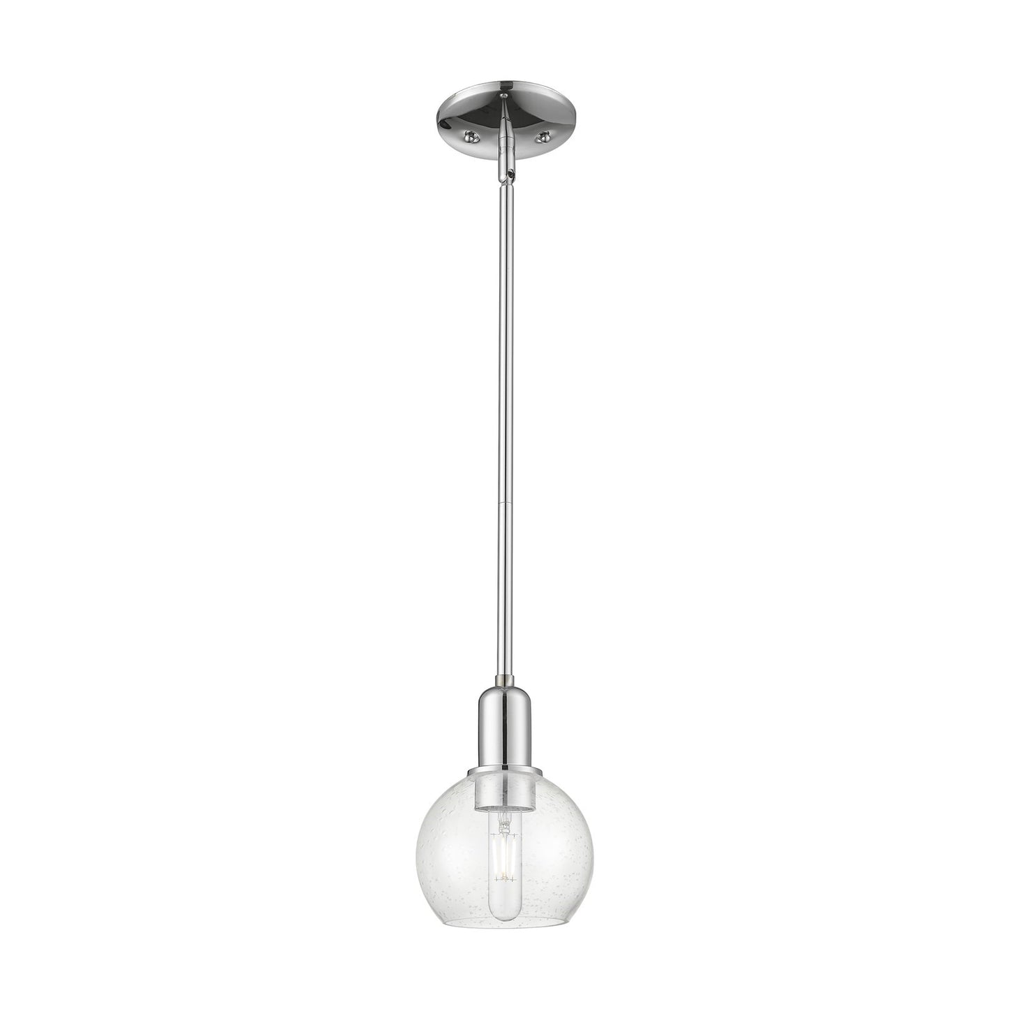 Innovations Athens 6in 1-Light Mini Pendant | Industrial Polished Chrome and Seedy Glass | Kitchen Island & Dining Room | 5.88 x | Model 716-1S-PC-G124-6