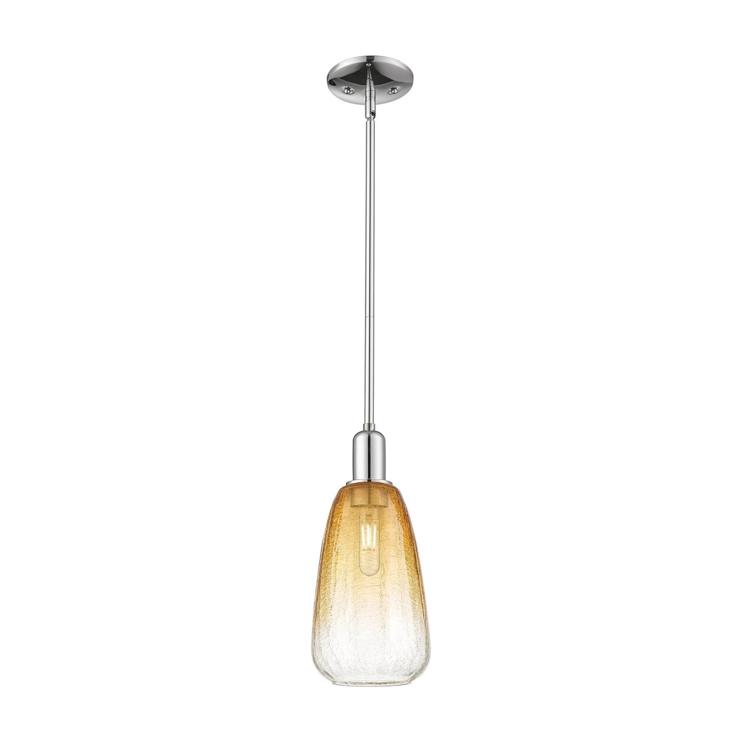 Innovations Brookhaven Almond 6in 1-Light Mini Pendant | Industrial Polished Chrome and Amber Glass | Kitchen Island & Dining | Model 716-1S-PC-G480-6AM