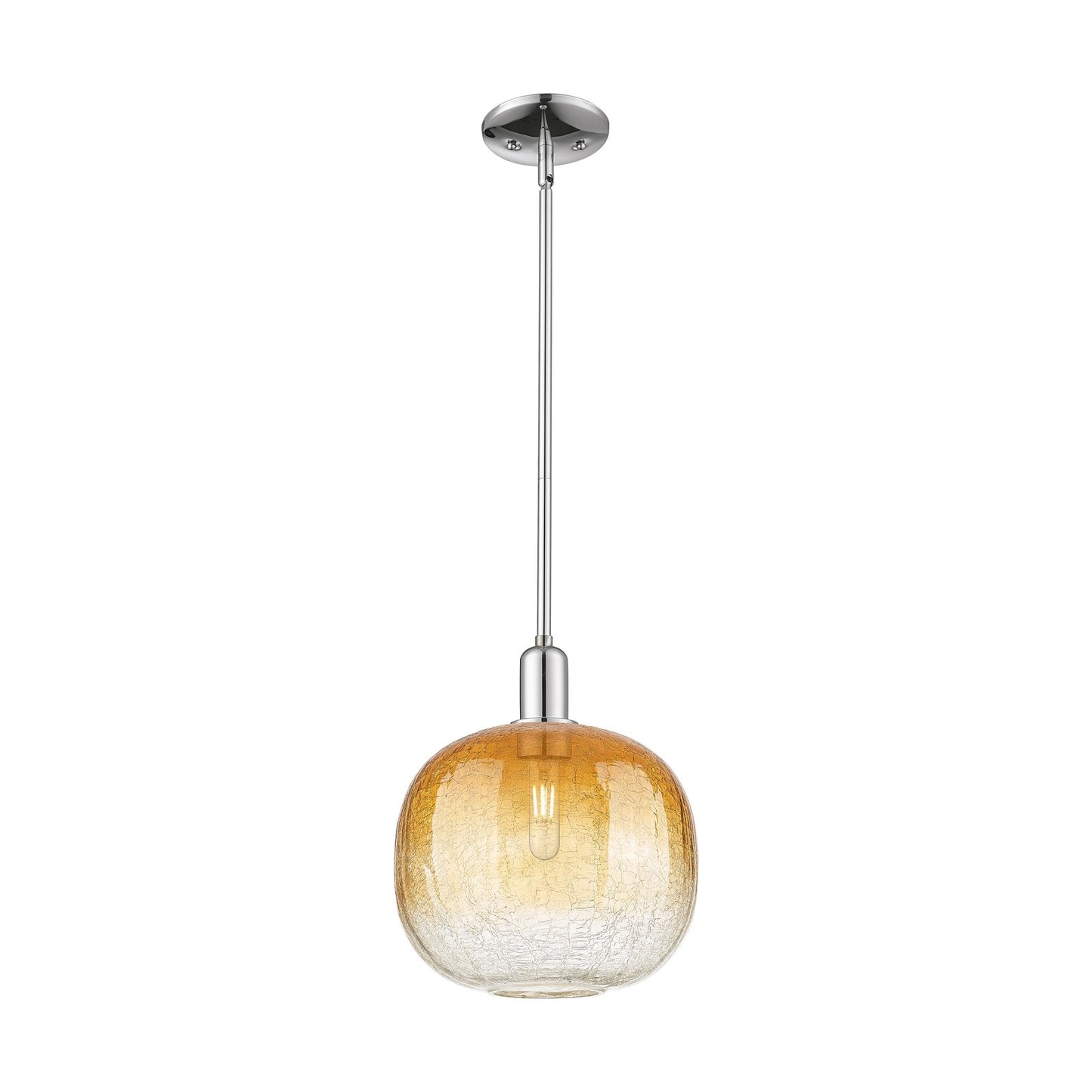 Innovations Brookhaven Sphere 10.5in 1-Light Mini Pendant | Industrial Polished Chrome and Amber Glass | Kitchen Island & | Model 716-1S-PC-G481-10AM