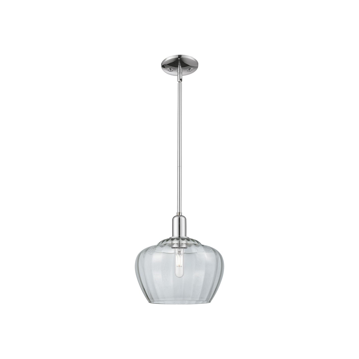 Innovations Fenton 11in 1-Light Mini Pendant | Industrial Polished Chrome Steel and Clear Ribbed Glass | Kitchen Island & Dining | Model 716-1S-PC-G92-L