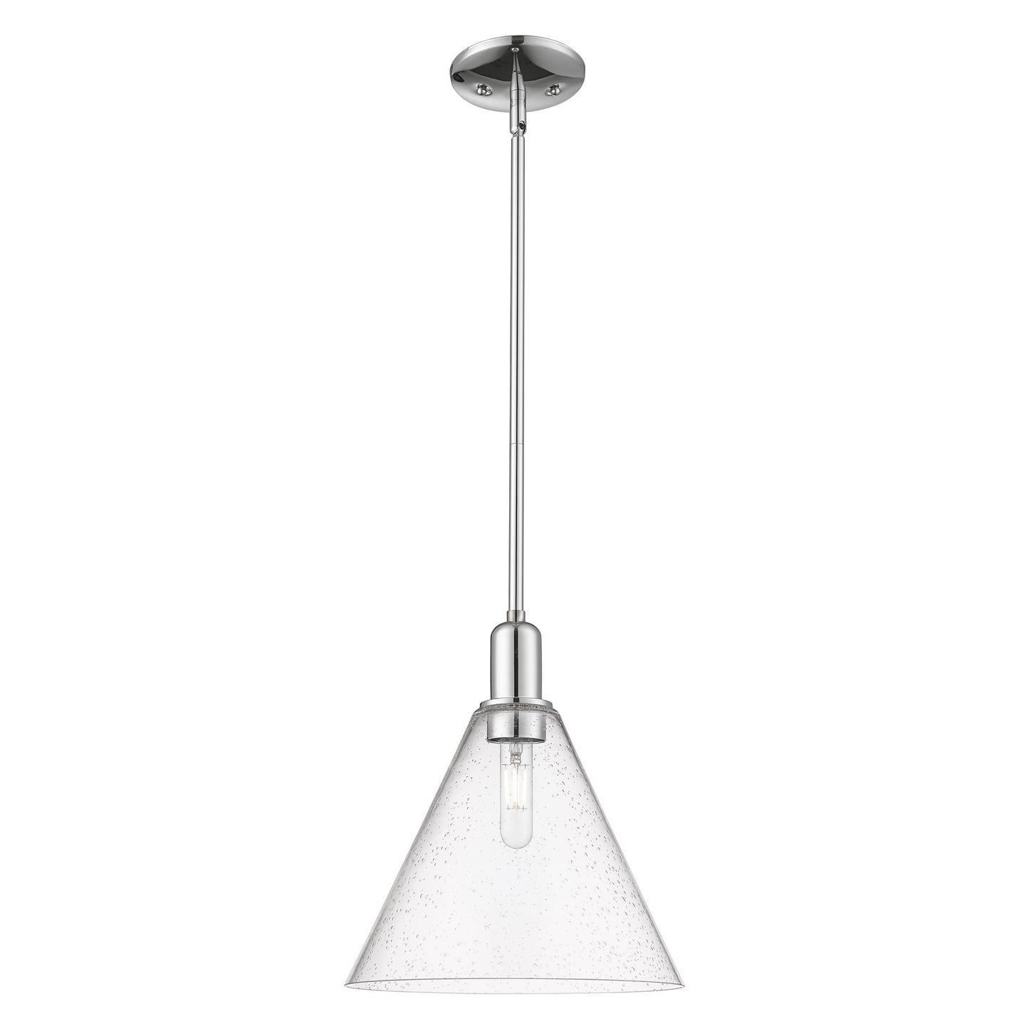 Innovations Berkshire Glass 12in 1-Light Mini Pendant | Industrial Polished Chrome Steel and Seedy Glass | Kitchen Island & | Model 716-1S-PC-GBC-124