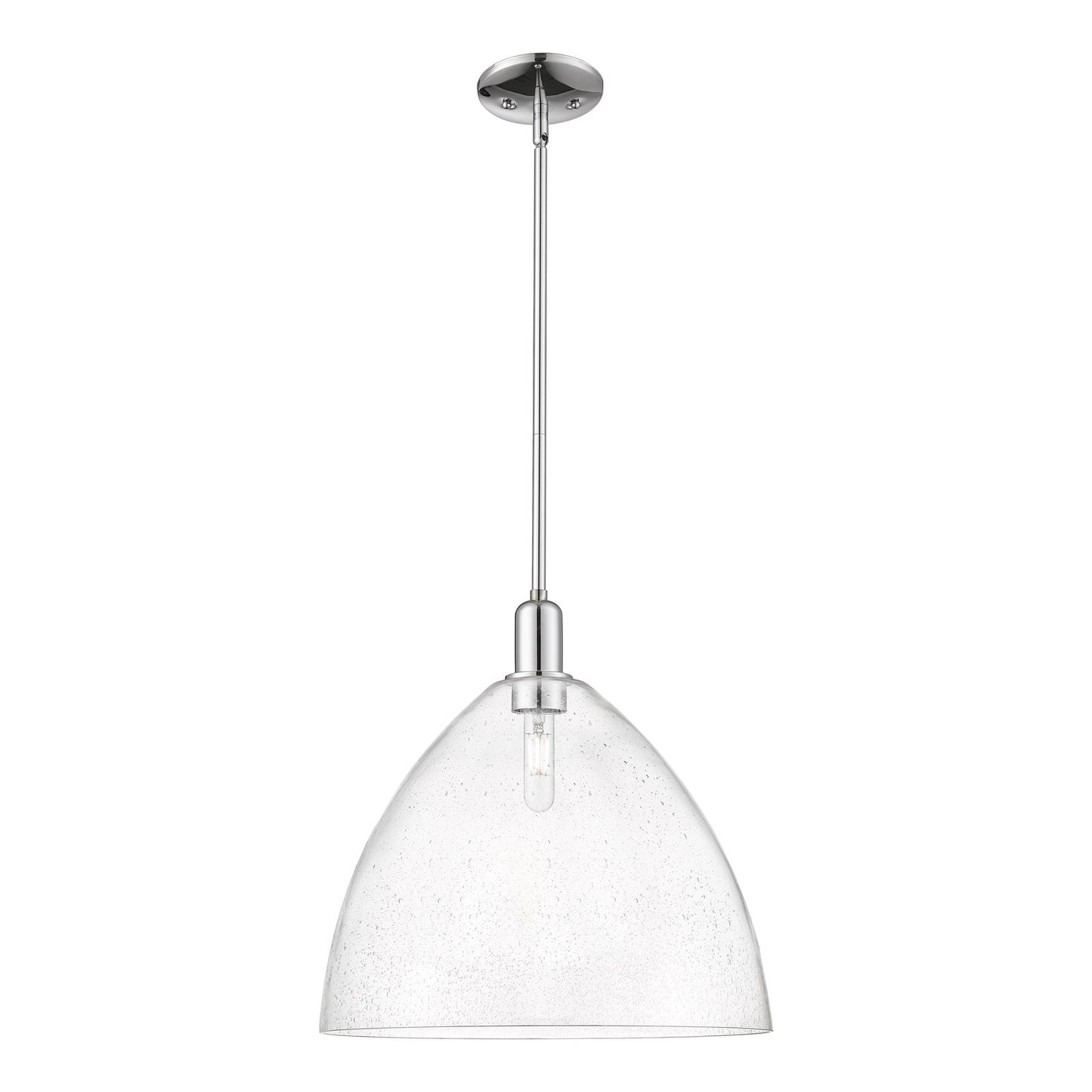 Innovations Berkshire Glass 16in 1-Light Mini Pendant | Industrial Polished Chrome and Seedy Glass | Kitchen Island & Dining | Model 716-1S-PC-GBC-164