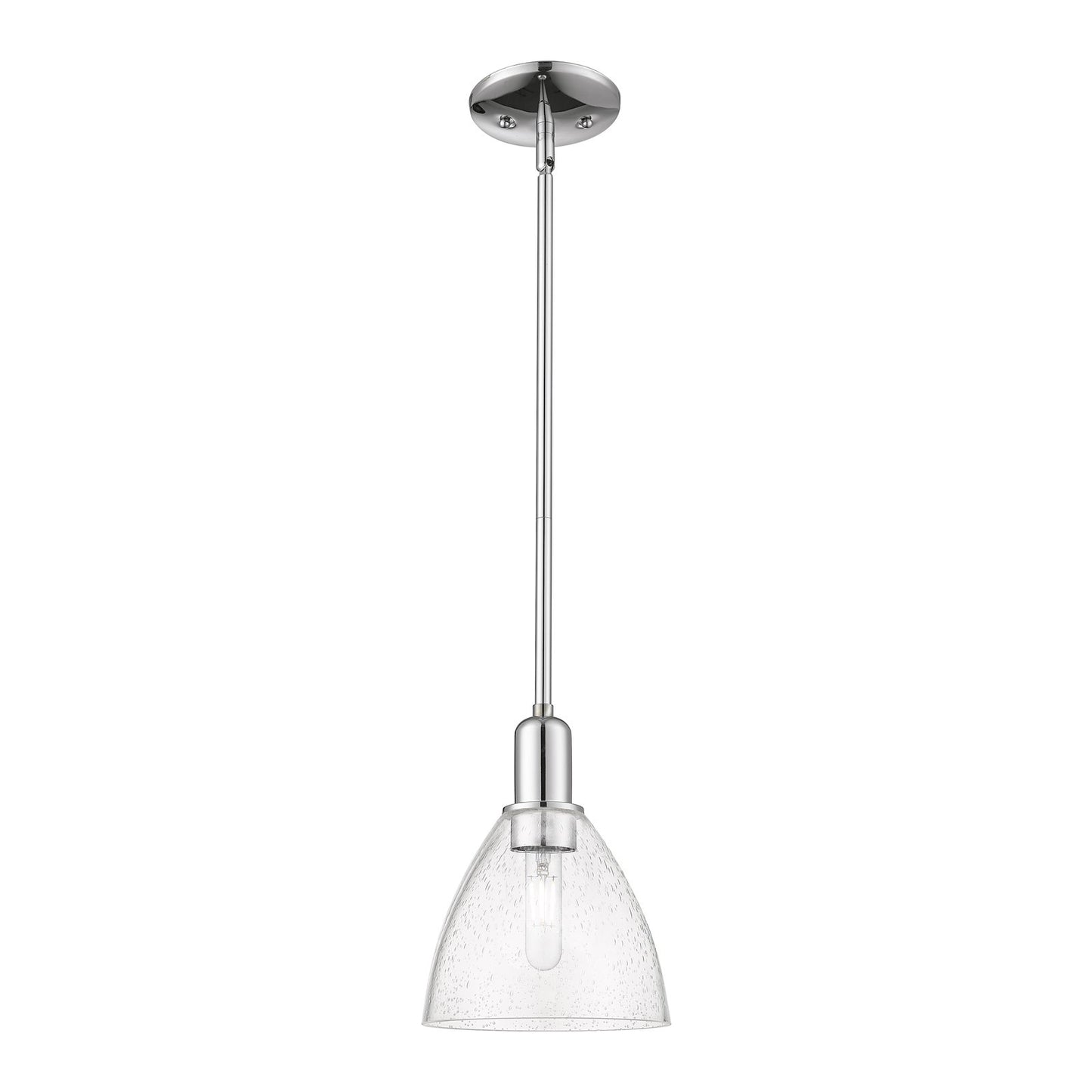 Innovations Bristol 7.5in 1-Light Mini Pendant | Industrial Polished Chrome Steel and Seedy Glass | Kitchen Island & Dining Room | Model 716-1S-PC-GBD-754