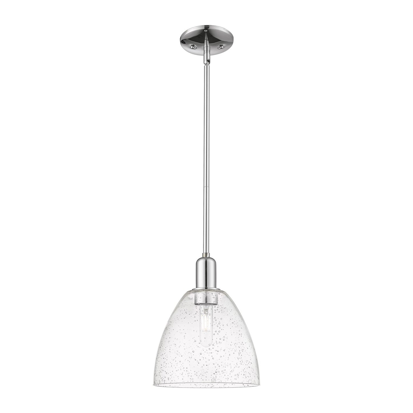 Innovations Bristol 9in 1-Light Mini Pendant | Industrial Polished Chrome Steel and Seedy Glass Dome | Kitchen Island & Dining | Model 716-1S-PC-GBD-94