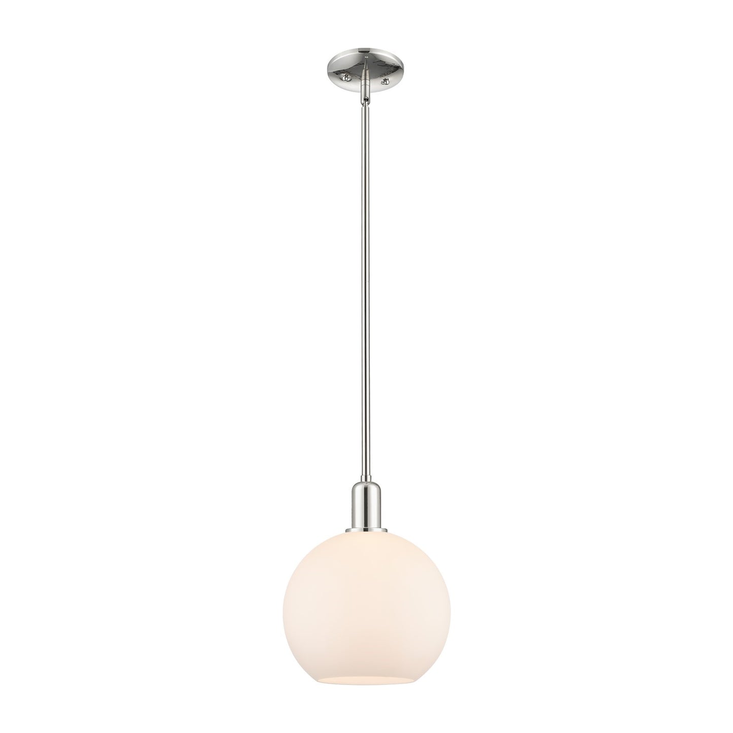 Innovations Athens 10in 1-Light Mini Pendant | Industrial Polished Nickel Steel and Matte White Glass | Kitchen Island & Dining | Model 716-1S-PN-G121-10
