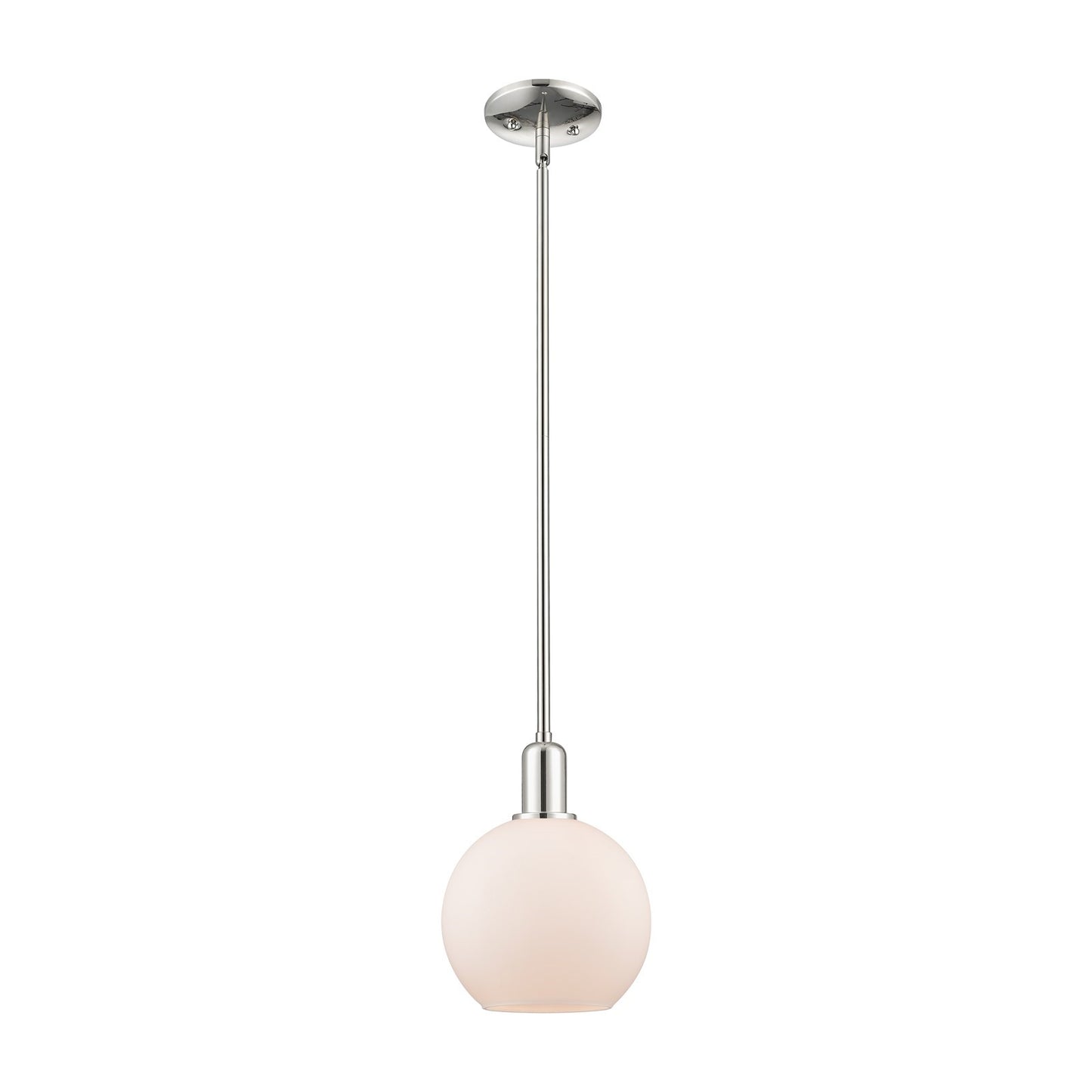 Innovations Athens 8in 1-Light Mini Pendant | Industrial Polished Nickel and Matte White Glass | Kitchen Island & Dining Room | 8 | Model 716-1S-PN-G121-8