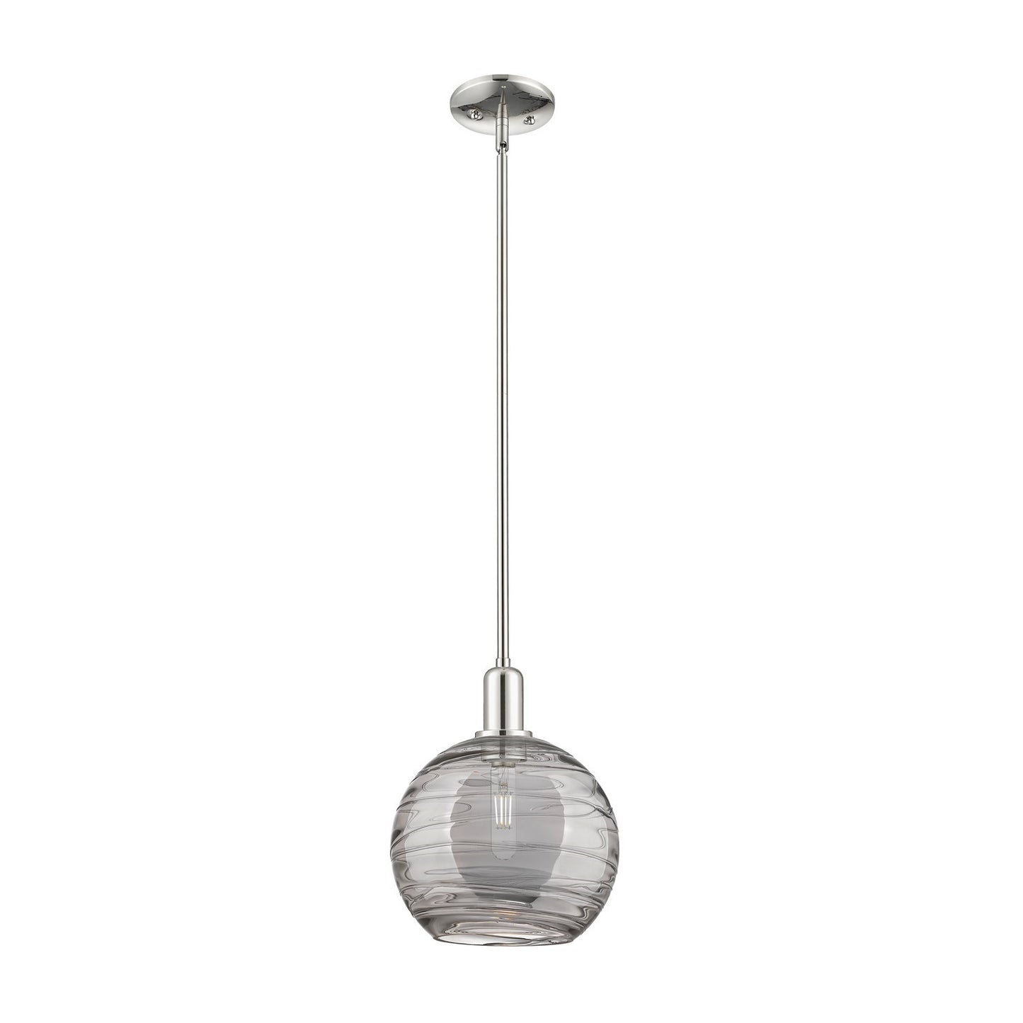 Innovations Athens Deco Swirl 10in 1-Light Mini Pendant | Industrial Modern Polished Nickel and Light Smoke Glass | Kitchen | Model 716-1S-PN-G1213-10SM