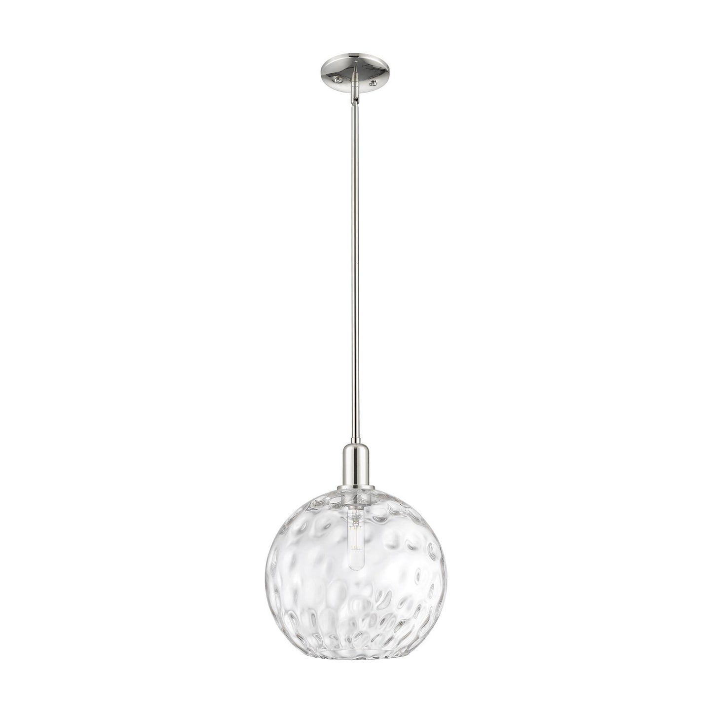 Innovations Athens Water Glass 12in 1-Light Mini Pendant | Industrial Polished Nickel Steel and Clear Glass | Kitchen Island & | Model 716-1S-PN-G1215-12