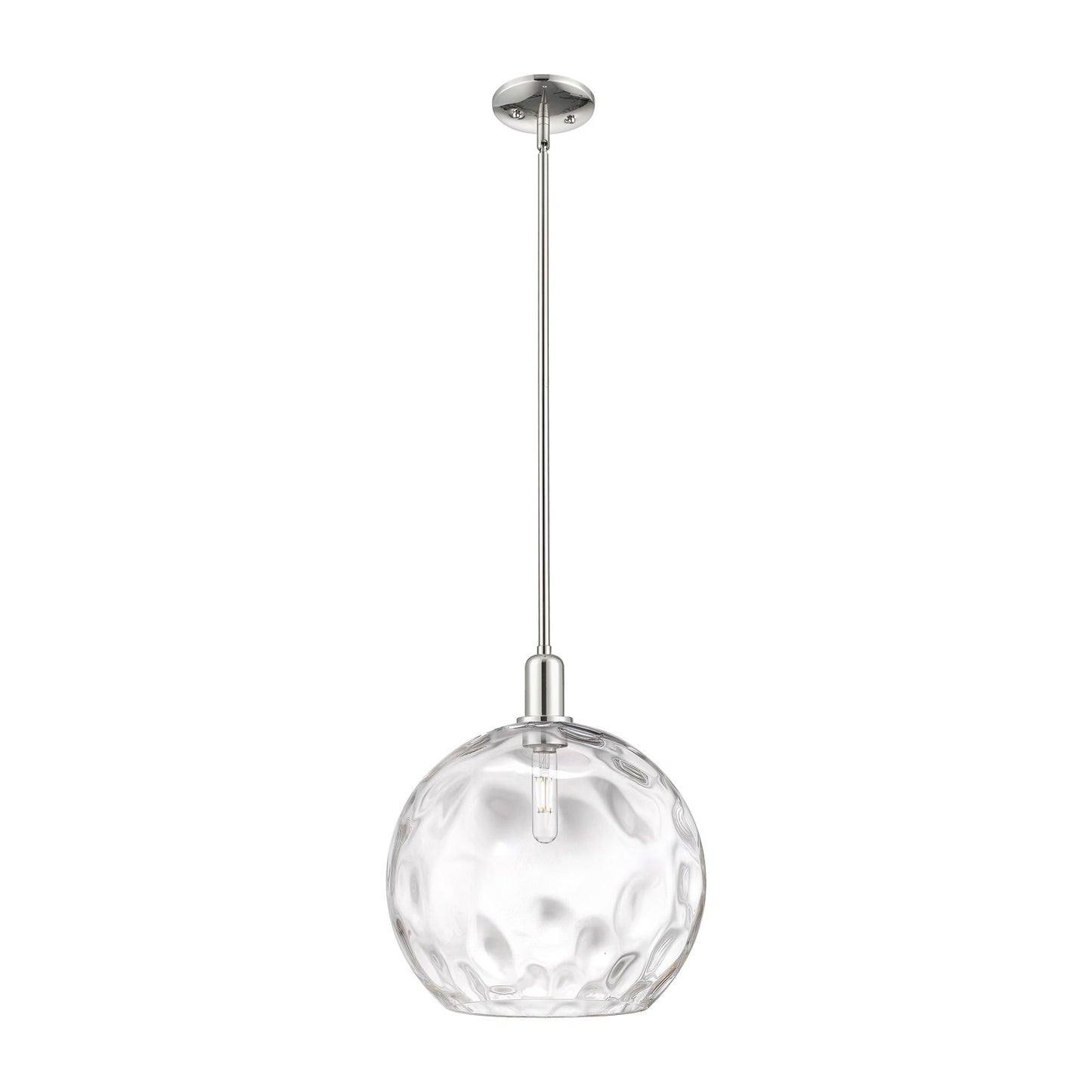 Innovations Athens Water Glass 13in 1-Light Mini Pendant | Industrial Polished Nickel and Clear Glass | Kitchen Island & Dining | Model 716-1S-PN-G1215-14