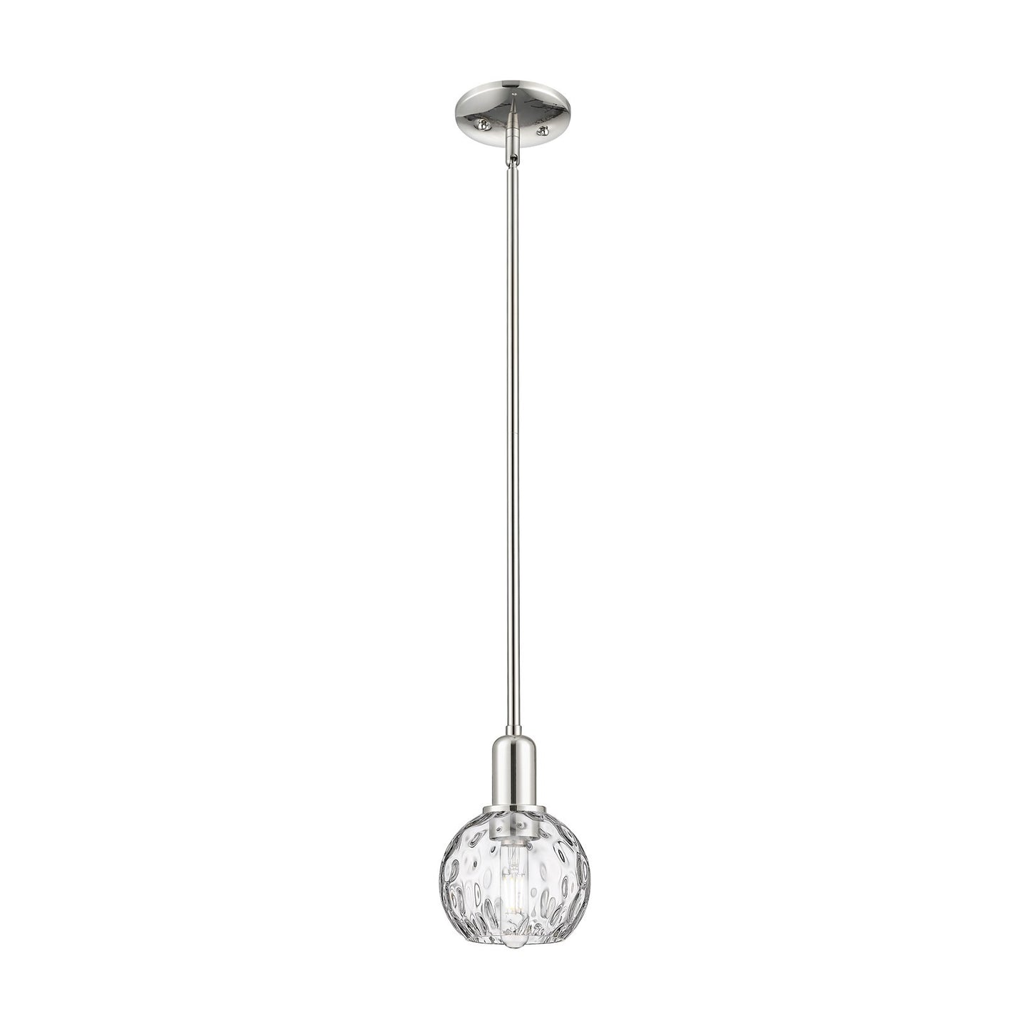 Innovations Athens Water Glass 6in 1-Light Mini Pendant | Industrial Polished Nickel and Clear Water Glass | Kitchen Island & | Model 716-1S-PN-G1215-6