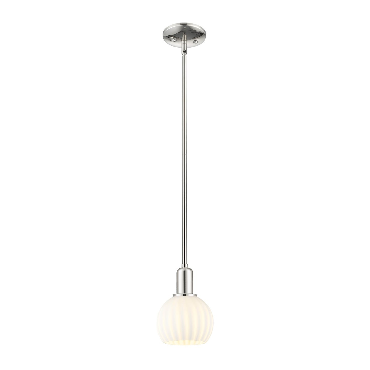 Innovations Lighting White Venetian 6in 1-Light Mini Pendant | Industrial Polished Nickel and White Glass | Kitchen Island & | Model 716-1S-PN-G1217-6WV
