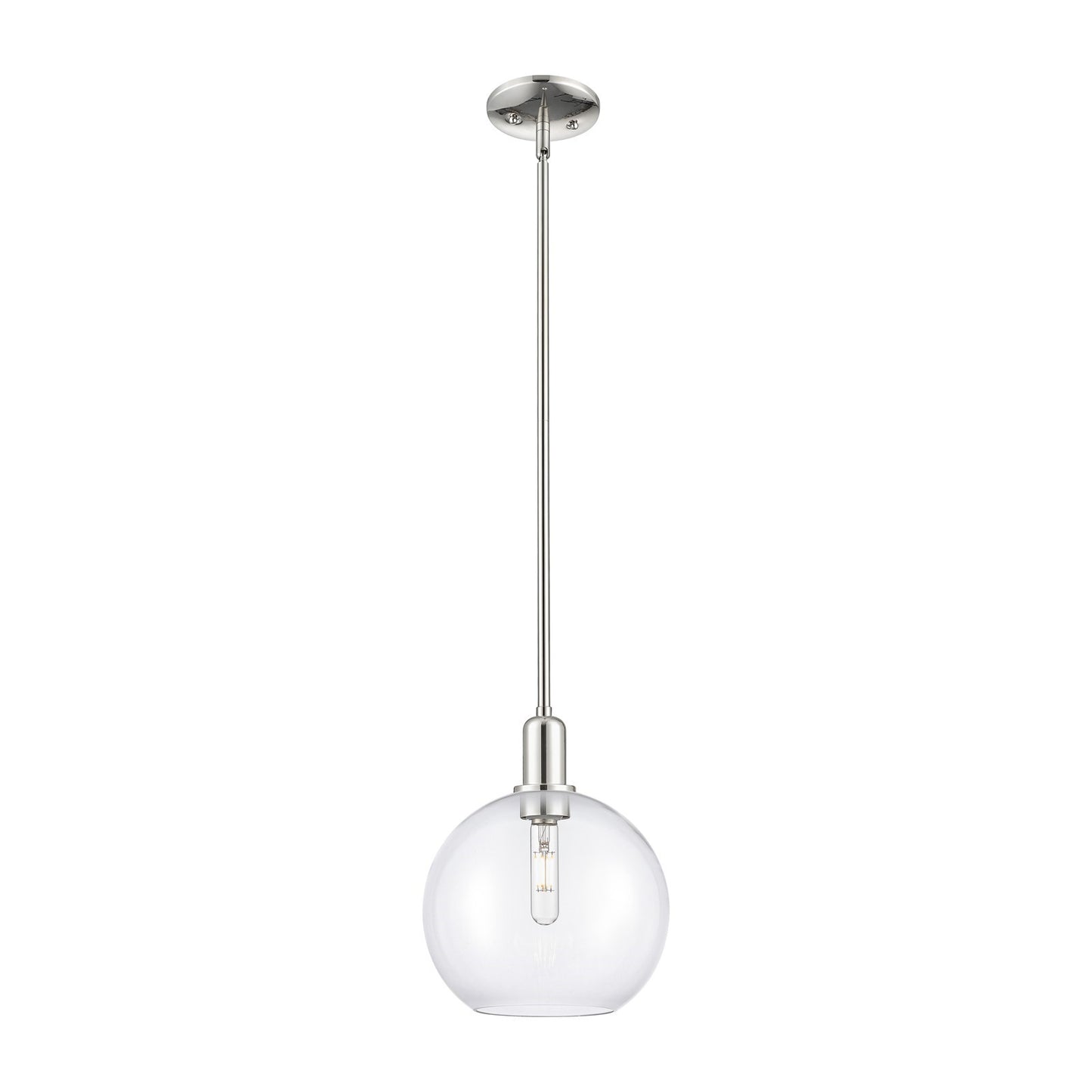 Innovations Athens 10in 1-Light Mini Pendant | Industrial Polished Nickel Steel and Clear Glass | Kitchen Island & Dining Room | Model 716-1S-PN-G122-10