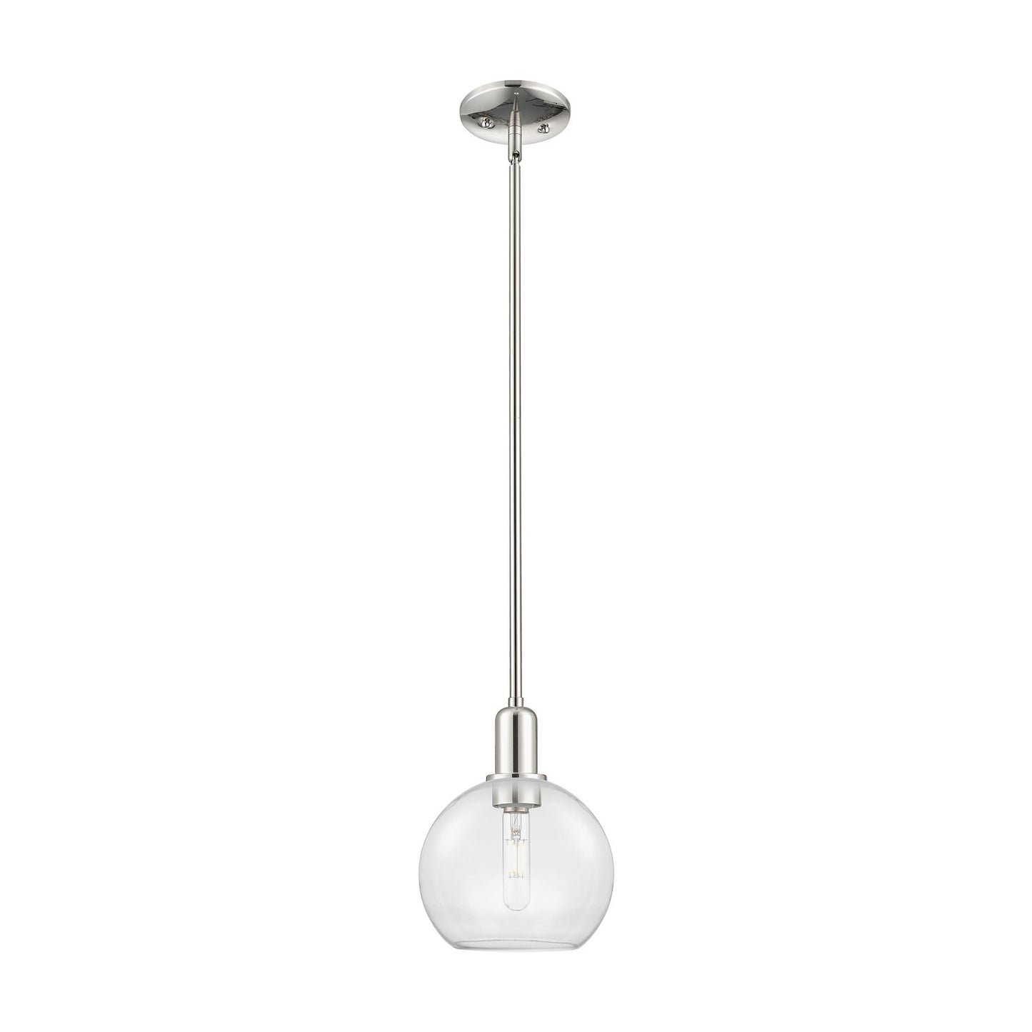 Innovations Athens 8in 1-Light Mini Pendant | Industrial Polished Nickel Steel and Clear Glass | Kitchen Island & Dining Room | 8 | Model 716-1S-PN-G122-8