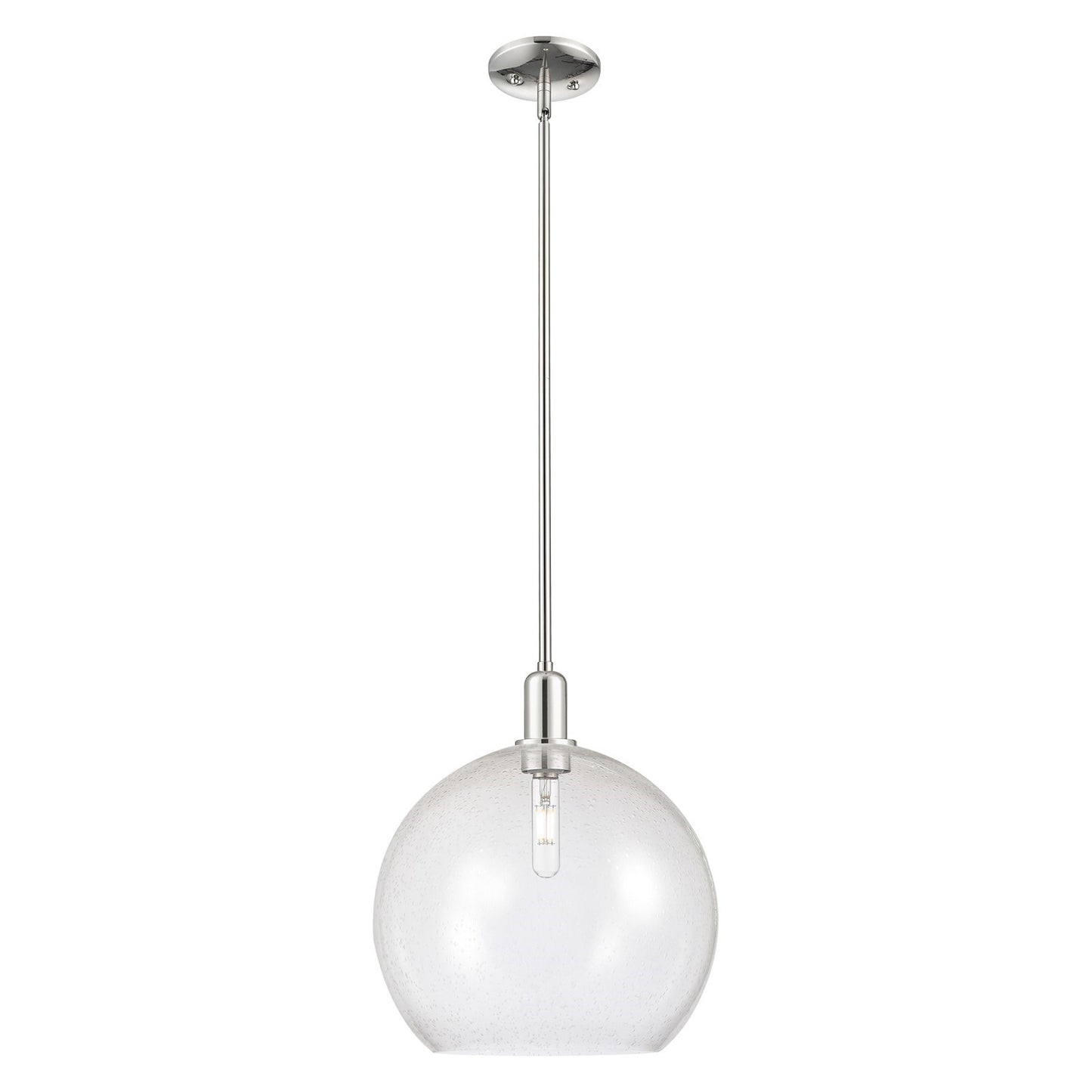 Innovations Athens 14in 1-Light Mini Pendant | Industrial Polished Nickel Steel and Seedy Glass | Kitchen Island & Dining Room | Model 716-1S-PN-G124-14