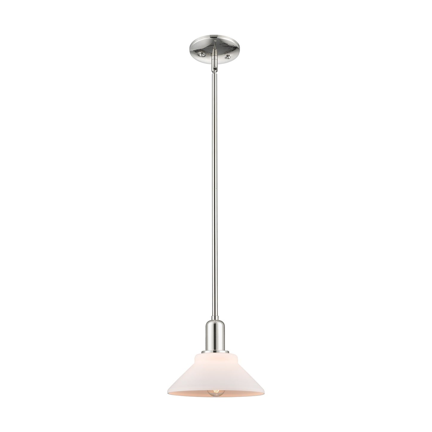 Innovations Orwell 8in 1-Light Mini Pendant | Industrial Polished Nickel and Matte White Glass | Kitchen Island & Dining Room | Model 716-1S-PN-G131