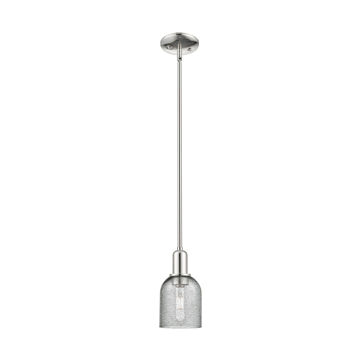 Innovations Caledonia 5in 1-Light Mini Pendant | Industrial Polished Nickel and Charcoal Glass | Kitchen Island & Dining Room | 5 x | Model 716-1S-PN-G257