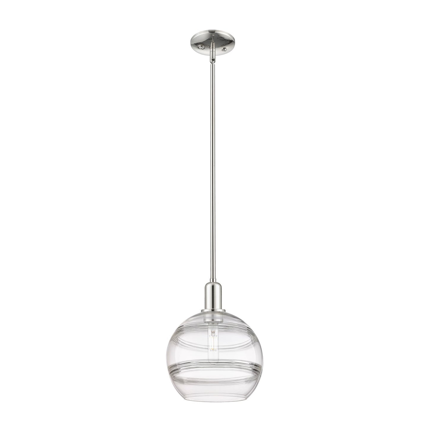 Innovations Rochester 10in 1-Light Mini Pendant | Industrial Polished Nickel and Clear Glass | Kitchen Island & Dining Room | Model 716-1S-PN-G556-10CL