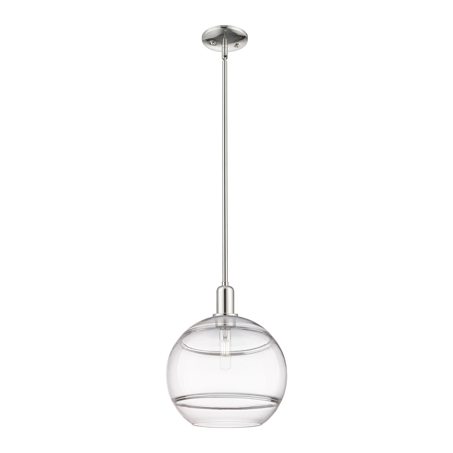 Innovations Rochester 12in 1-Light Mini Pendant | Industrial Polished Nickel Steel and Clear Glass | Kitchen Island & Dining | Model 716-1S-PN-G556-12CL