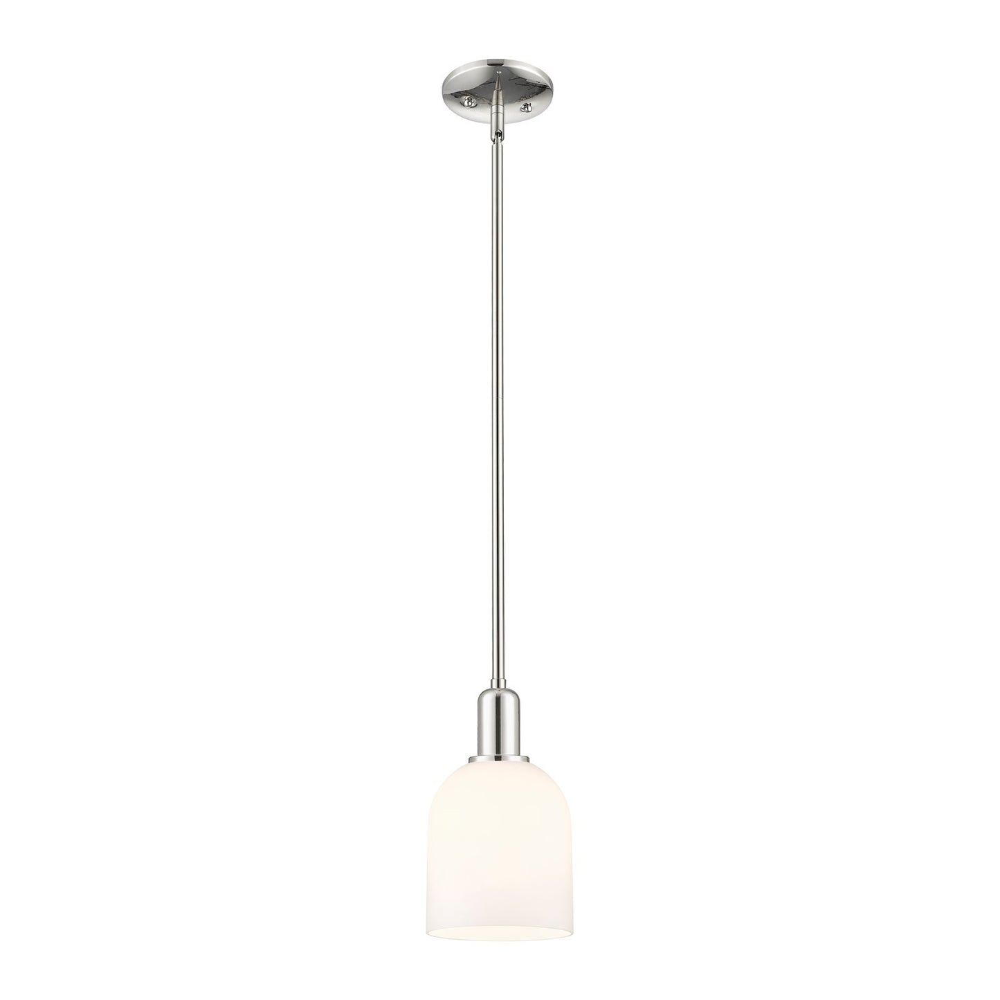 Innovations Bella 6in 1-Light Mini Pendant | Industrial Modern Polished Nickel and White Glass | Kitchen Island & Dining Room | Model 716-1S-PN-G558-6GWH
