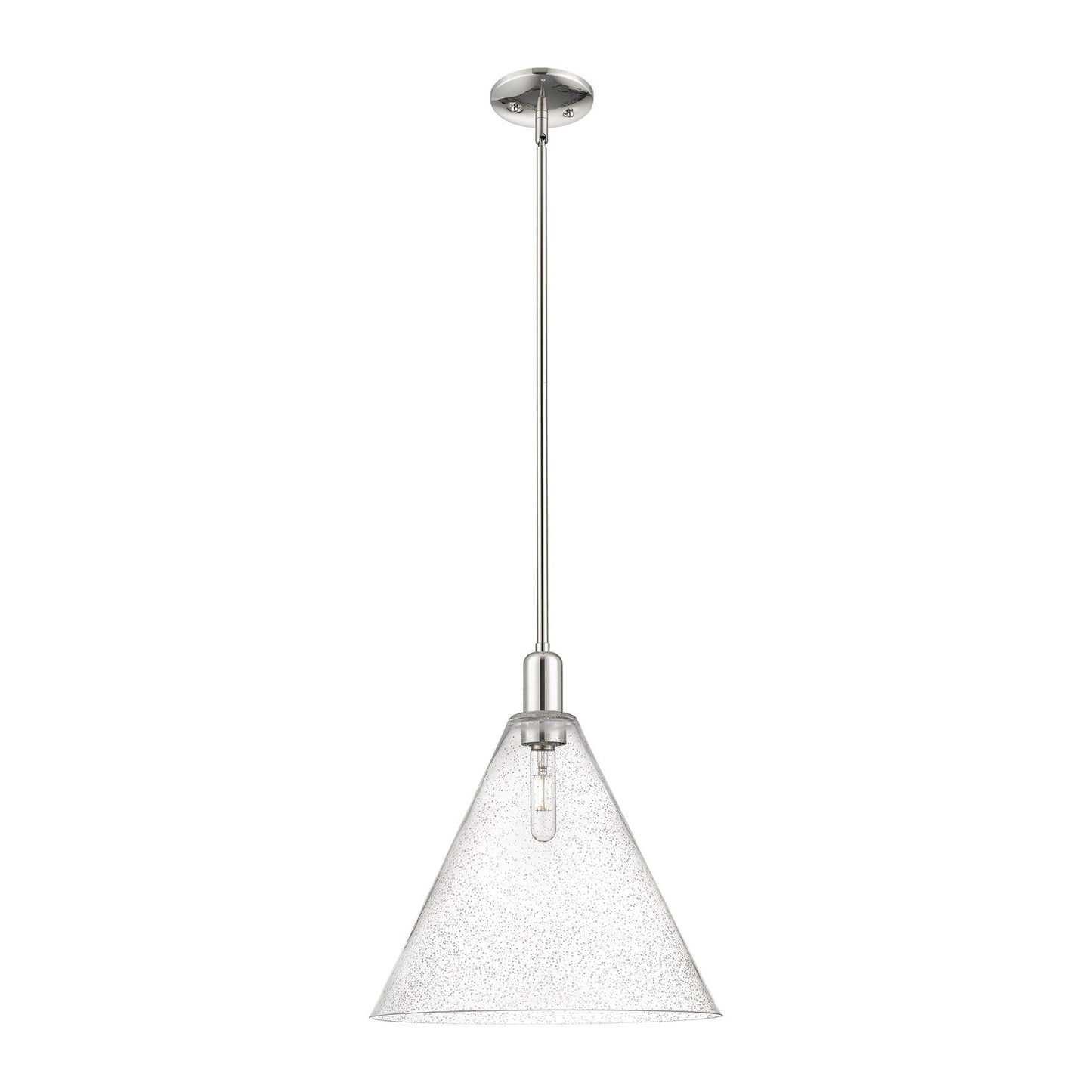 Innovations Berkshire Glass 16in 1-Light Mini Pendant | Industrial Polished Nickel Steel and Seedy Glass | Kitchen Island & | Model 716-1S-PN-GBC-164