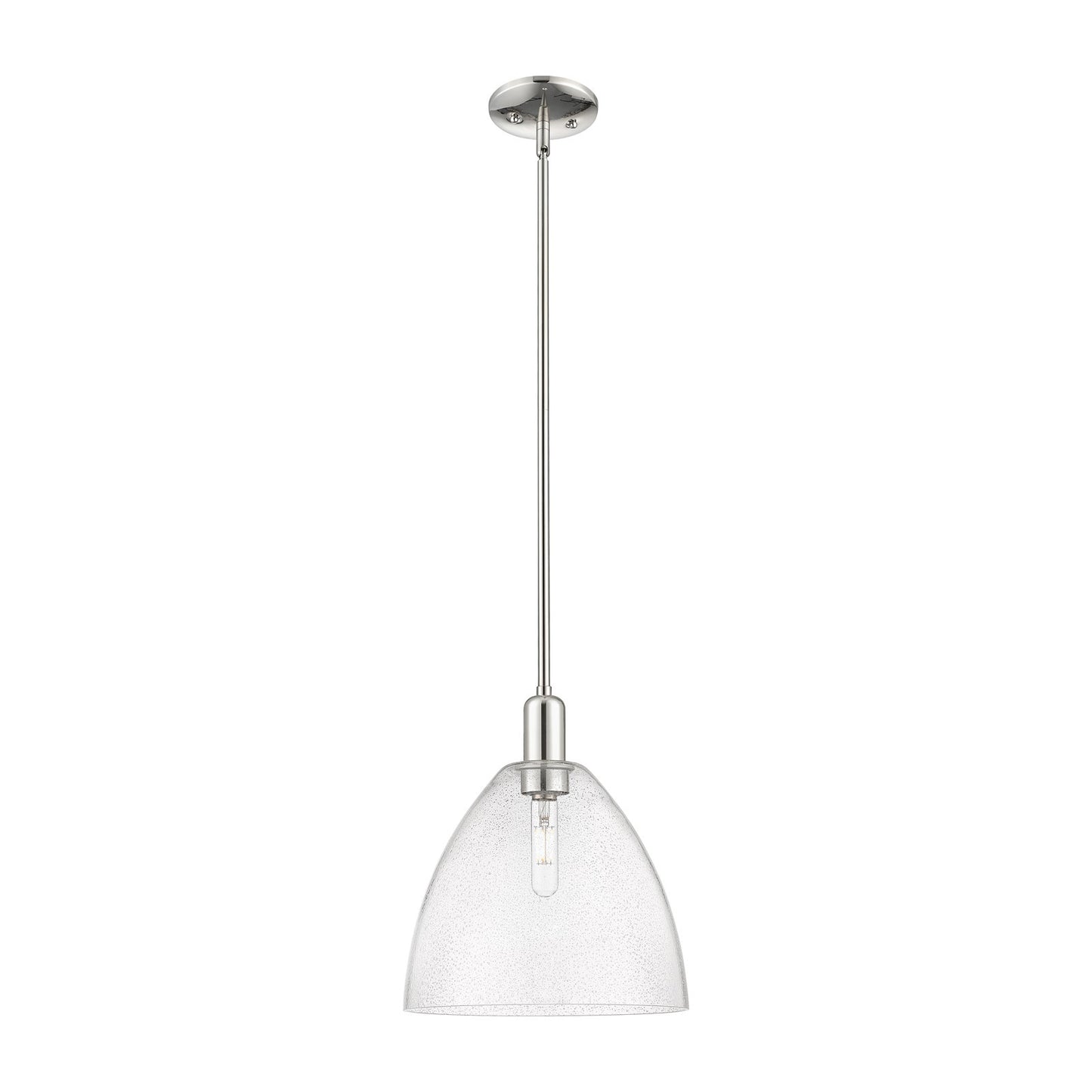 Innovations Bristol 12in 1-Light Mini Pendant | Industrial Polished Nickel Steel and Seedy Glass | Kitchen Island & Dining Room | Model 716-1S-PN-GBD-124