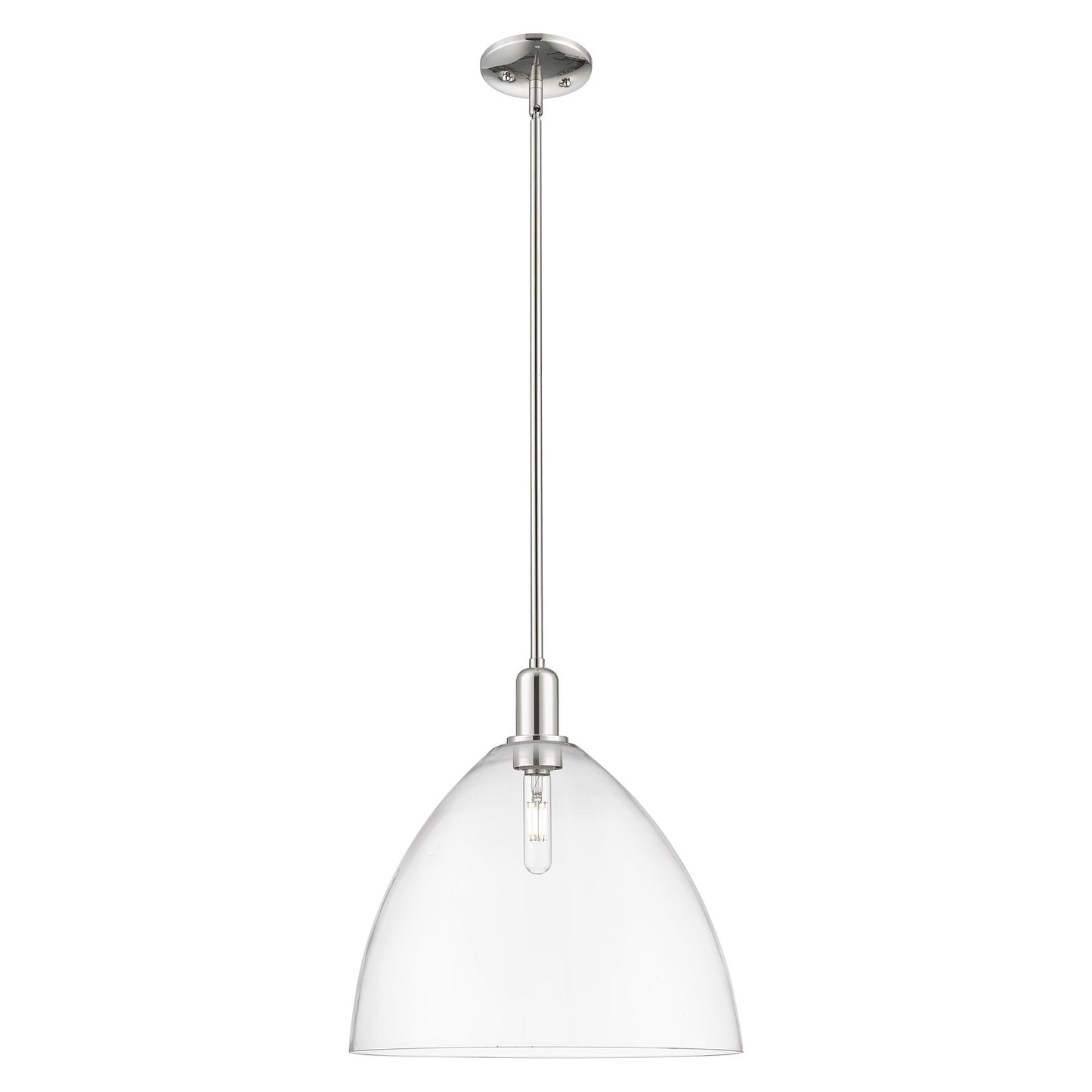 Innovations Bristol 16in 1-Light Mini Pendant | Industrial Polished Nickel Steel and Clear Glass | Kitchen Island & Dining Room | Model 716-1S-PN-GBD-162