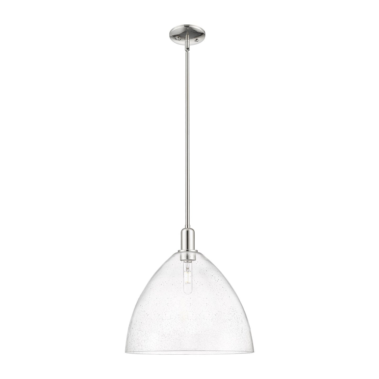 Innovations Bristol 16in 1-Light Mini Pendant | Industrial Polished Nickel Steel and Seedy Glass | Kitchen Island & Dining Room | Model 716-1S-PN-GBD-164