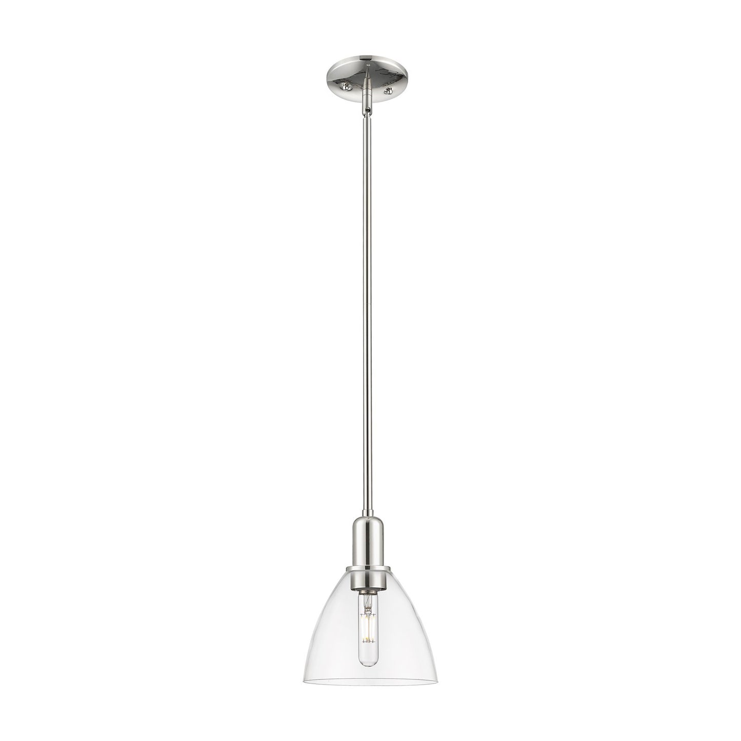 Innovations Bristol 8in 1-Light Mini Pendant | Industrial Polished Nickel Steel and Clear Glass | Kitchen Island & Dining Room | Model 716-1S-PN-GBD-752