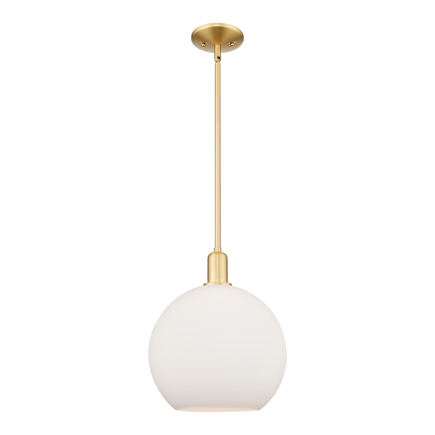 Innovations Athens 12in 1-Light Mini Pendant | Industrial Satin Gold Steel and Matte White Glass | Kitchen Island & Dining Room | Model 716-1S-SG-G121-12