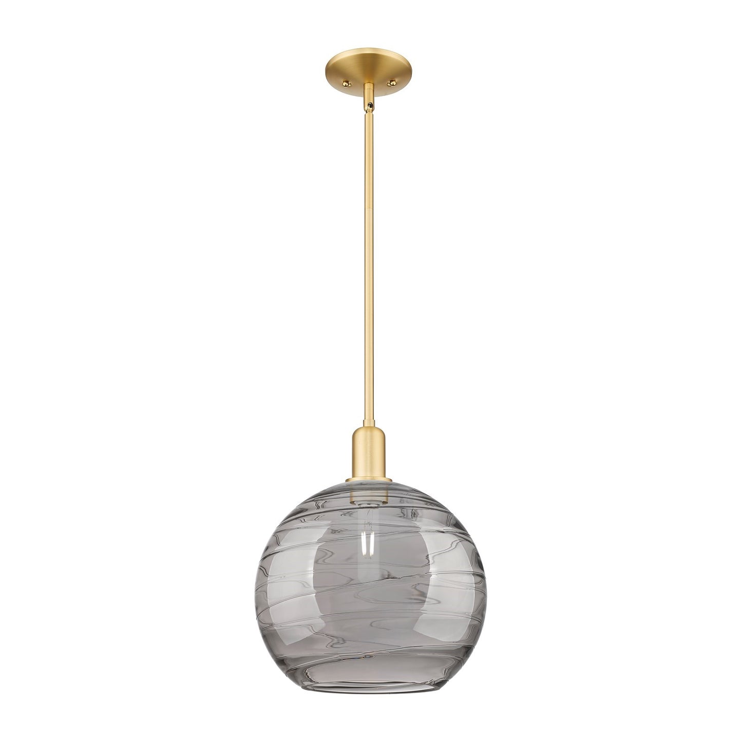 Innovations Athens Deco Swirl 12in 1-Light Mini Pendant | Industrial Satin Gold Steel and Light Smoke Glass | Kitchen Island | Model 716-1S-SG-G1213-12SM