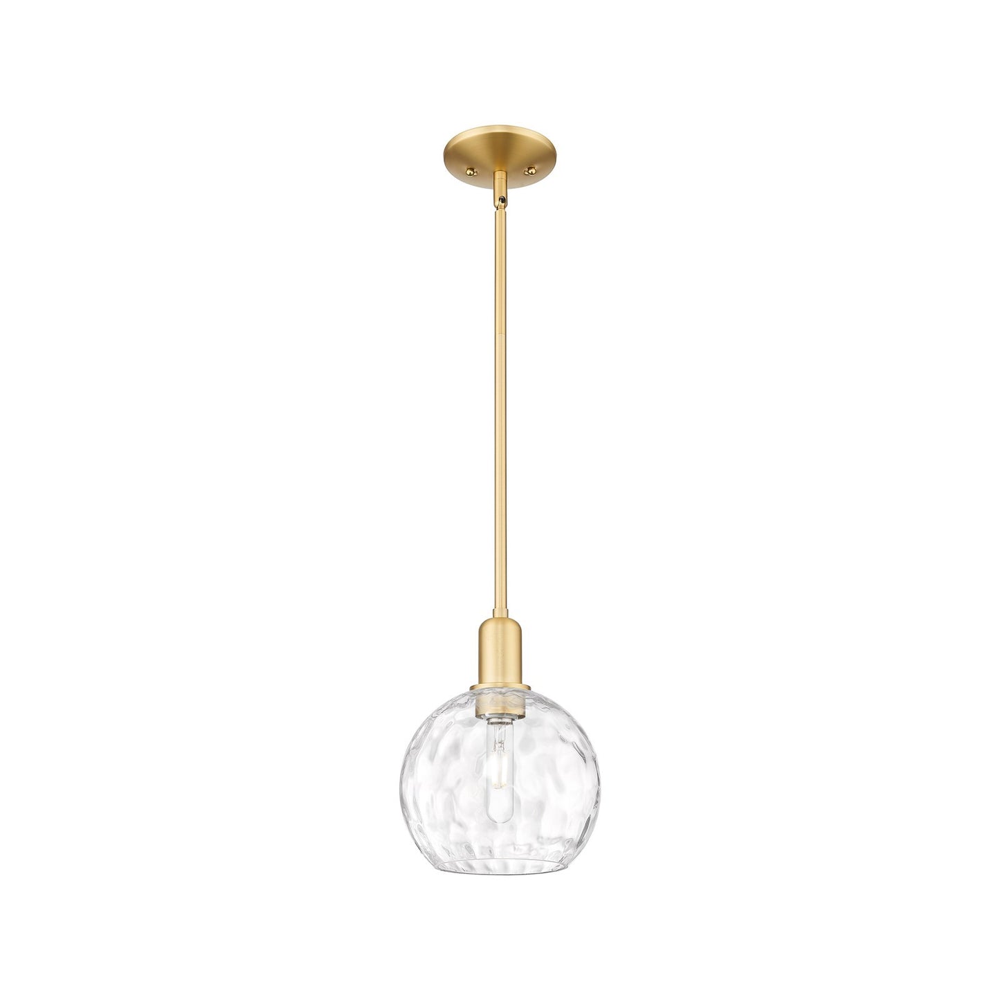 Innovations Athens Water Glass 8in 1-Light Mini Pendant | Industrial Satin Gold Steel and Clear Glass | Kitchen Island & Dining | Model 716-1S-SG-G1215-8