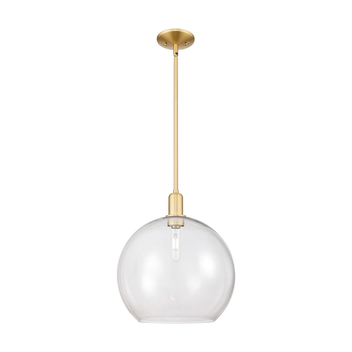Innovations Athens 14in 1-Light Mini Pendant | Industrial Satin Gold Steel and Clear Glass | Kitchen Island & Dining Room | Model 716-1S-SG-G122-14