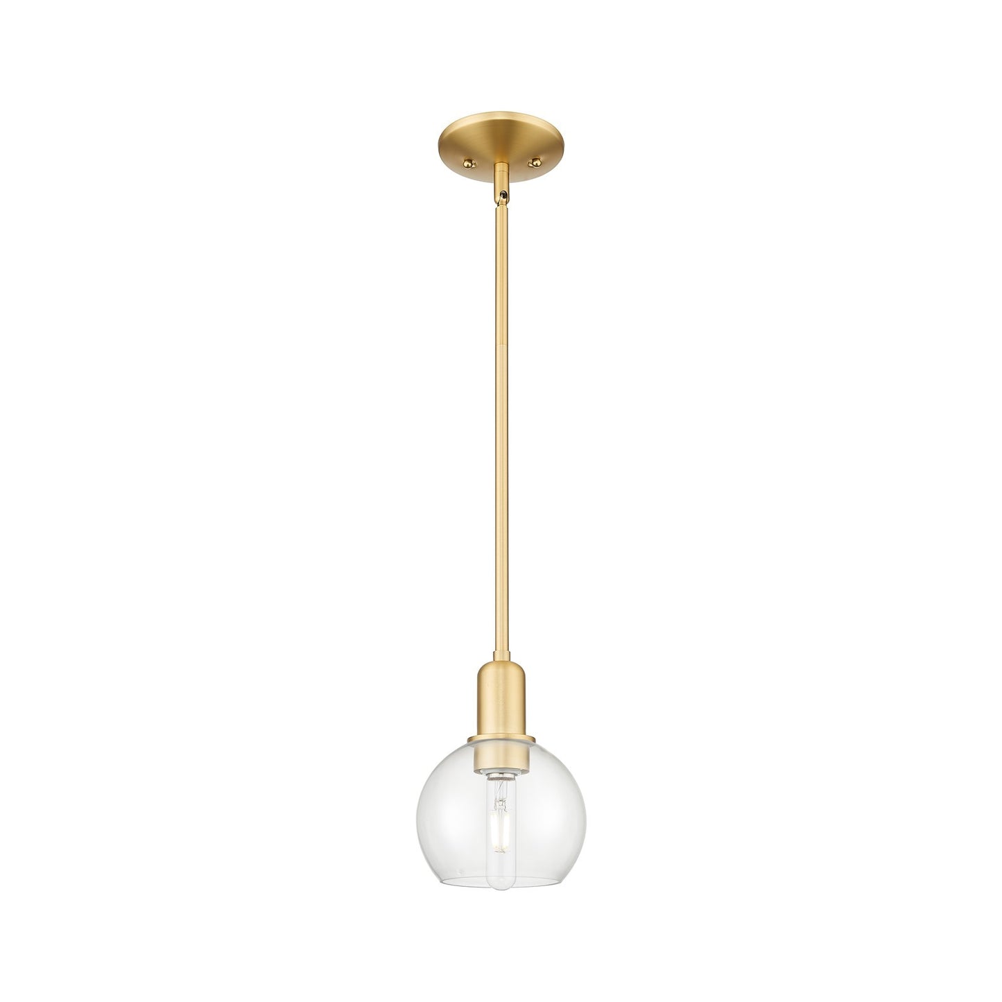 Innovations Athens 6in 1-Light Mini Pendant | Industrial Satin Gold Steel and Clear Glass | Kitchen Island & Dining Room | 5.88 x | Model 716-1S-SG-G122-6