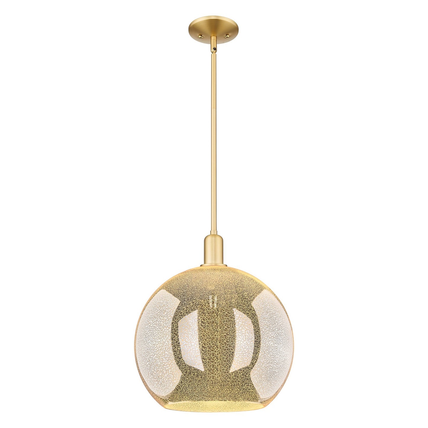 Innovations Athens 14in 1-Light Mini Pendant | Industrial Satin Gold Steel and Mercury Glass | Kitchen Island & Dining Room | Model 716-1S-SG-G128-14