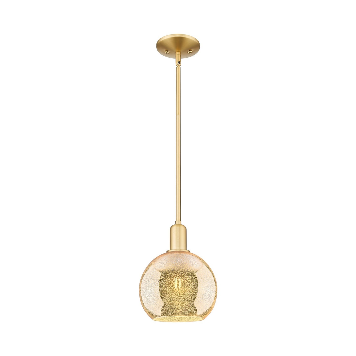Innovations Athens 8in 1-Light Mini Pendant | Industrial Satin Gold Steel and Mercury Glass | Kitchen Island & Dining Room | 8 x | Model 716-1S-SG-G128-8