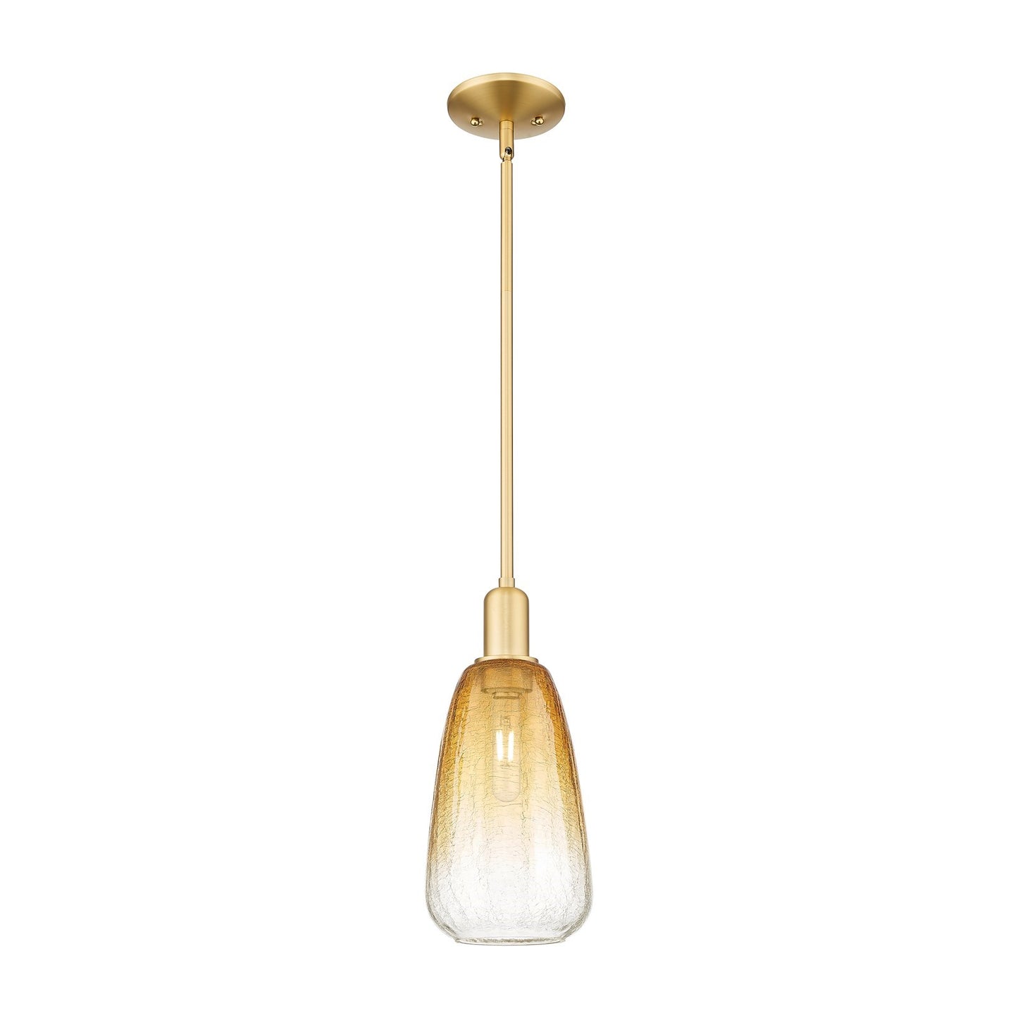 Innovations Brookhaven Almond 6in 1-Light Mini Pendant | Industrial Satin Gold Steel and Amber Glass | Kitchen Island & Dining | Model 716-1S-SG-G480-6AM