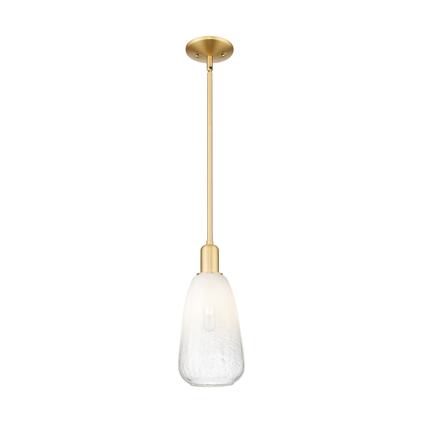 Innovations Brookhaven Almond 6in 1-Light Mini Pendant | Industrial Satin Gold Steel and Opal Glass | Kitchen Island & Dining | Model 716-1S-SG-G480-6OP
