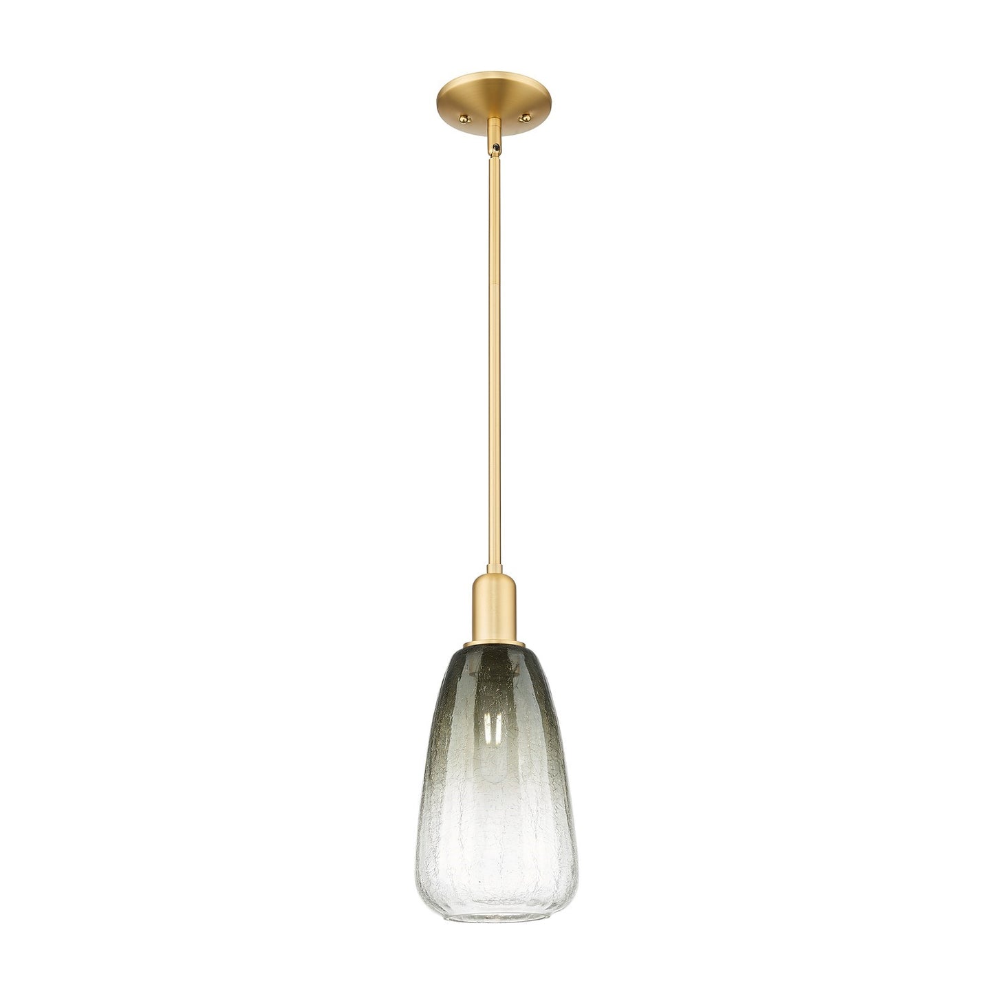 Innovations Brookhaven Almond 6in 1-Light Mini Pendant | Industrial Satin Gold Steel and Slate Glass | Kitchen Island & Dining | Model 716-1S-SG-G480-6SL