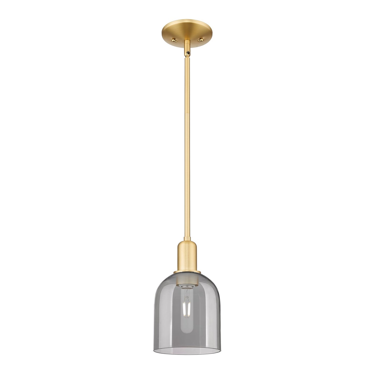 Innovations Bella 6in 1-Light Mini Pendant | Industrial Satin Gold Steel and Light Smoke Glass | Kitchen Island & Dining Room | Model 716-1S-SG-G558-6SM