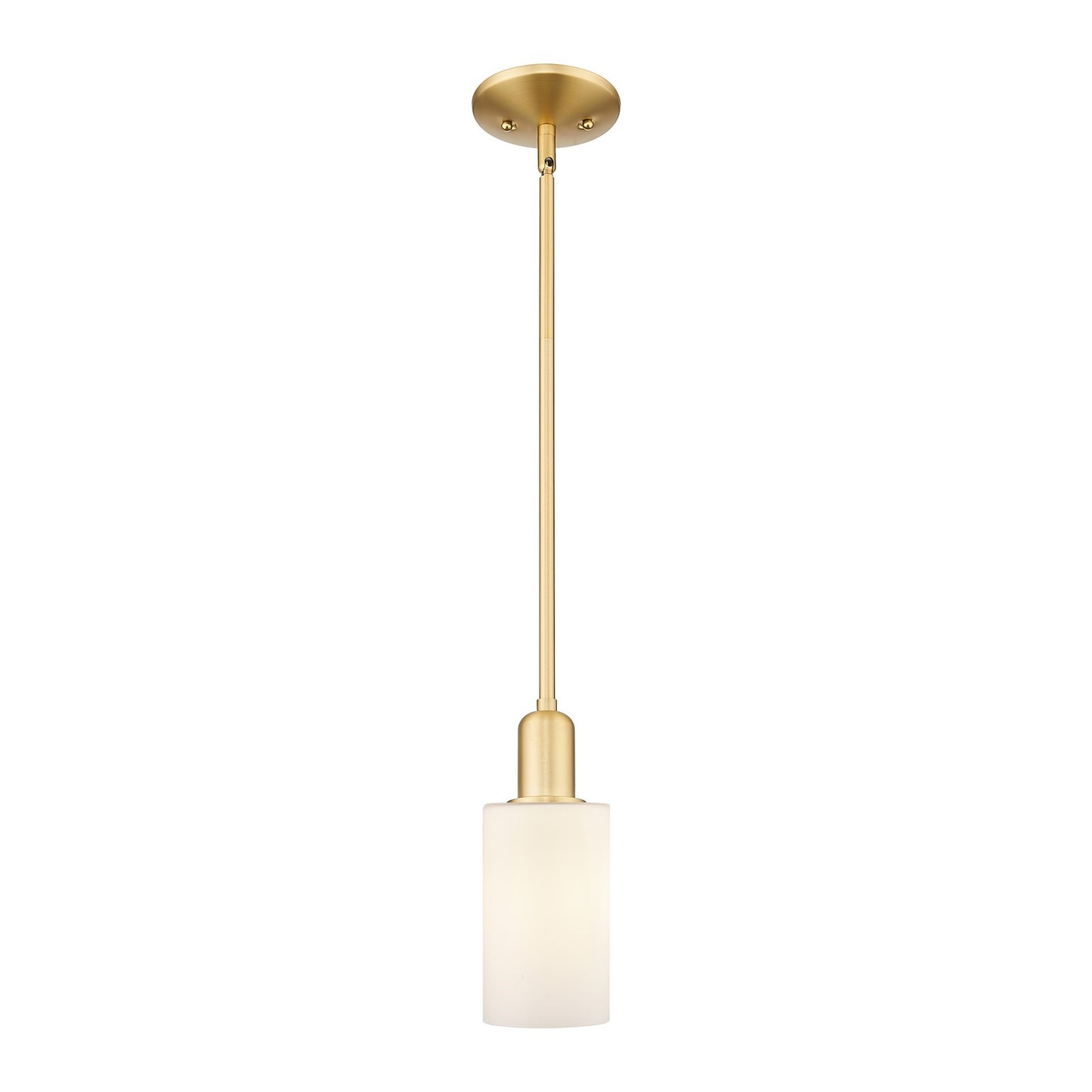 Innovations Clymer 4in 1-Light Mini Pendant | Industrial Satin Gold Steel and Matte White Glass | Kitchen Island & Dining Room | Model 716-1S-SG-G801