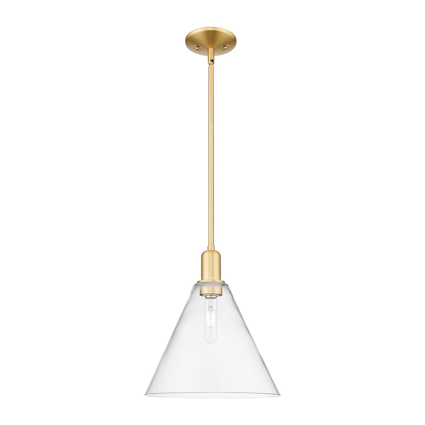 Innovations Berkshire Glass 12in 1-Light Mini Pendant | Industrial Satin Gold Steel and Clear Glass | Kitchen Island & Dining | Model 716-1S-SG-GBC-122