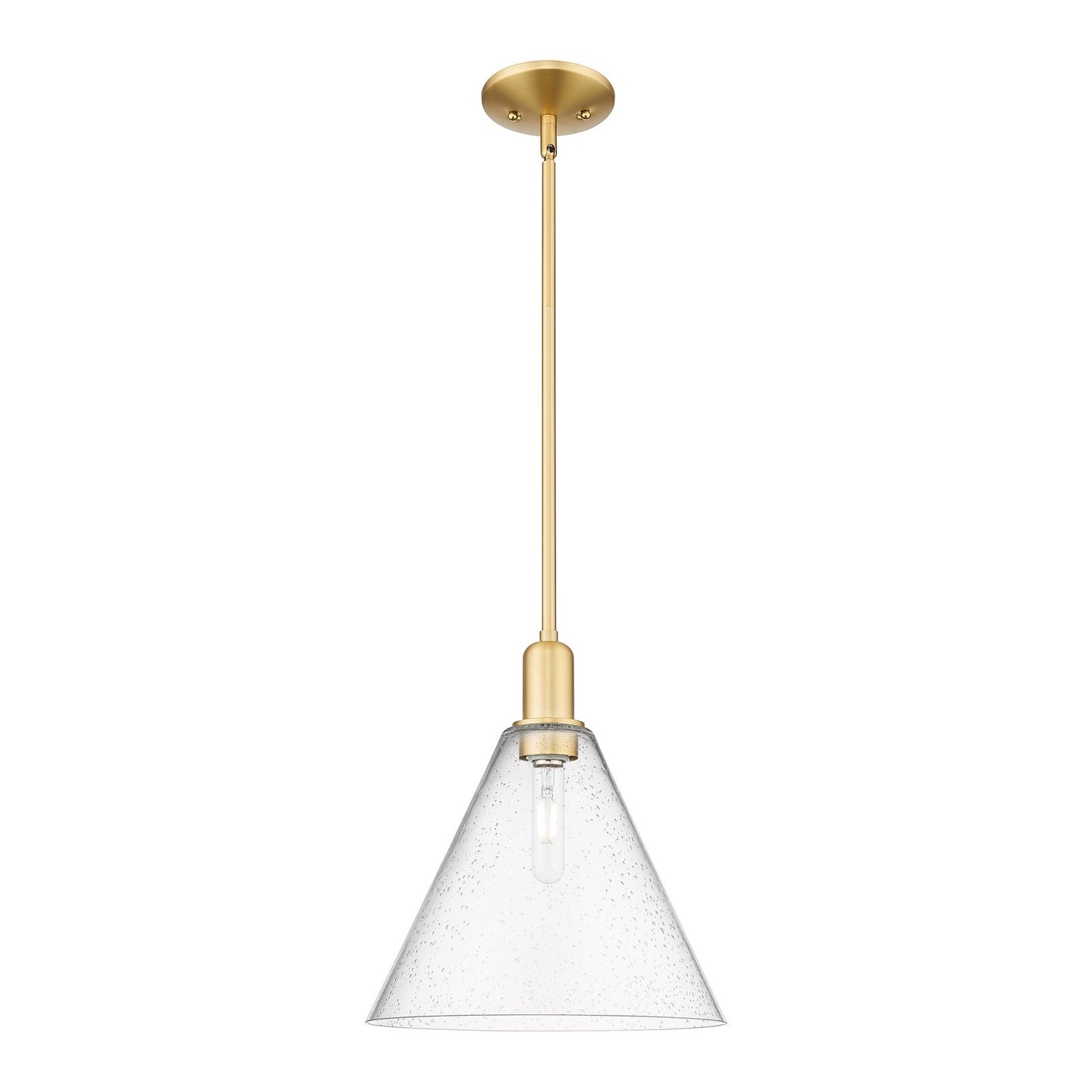 Innovations Berkshire Glass 12in 1-Light Mini Pendant | Industrial Satin Gold Steel and Seedy Glass | Kitchen Island & Dining | Model 716-1S-SG-GBC-124