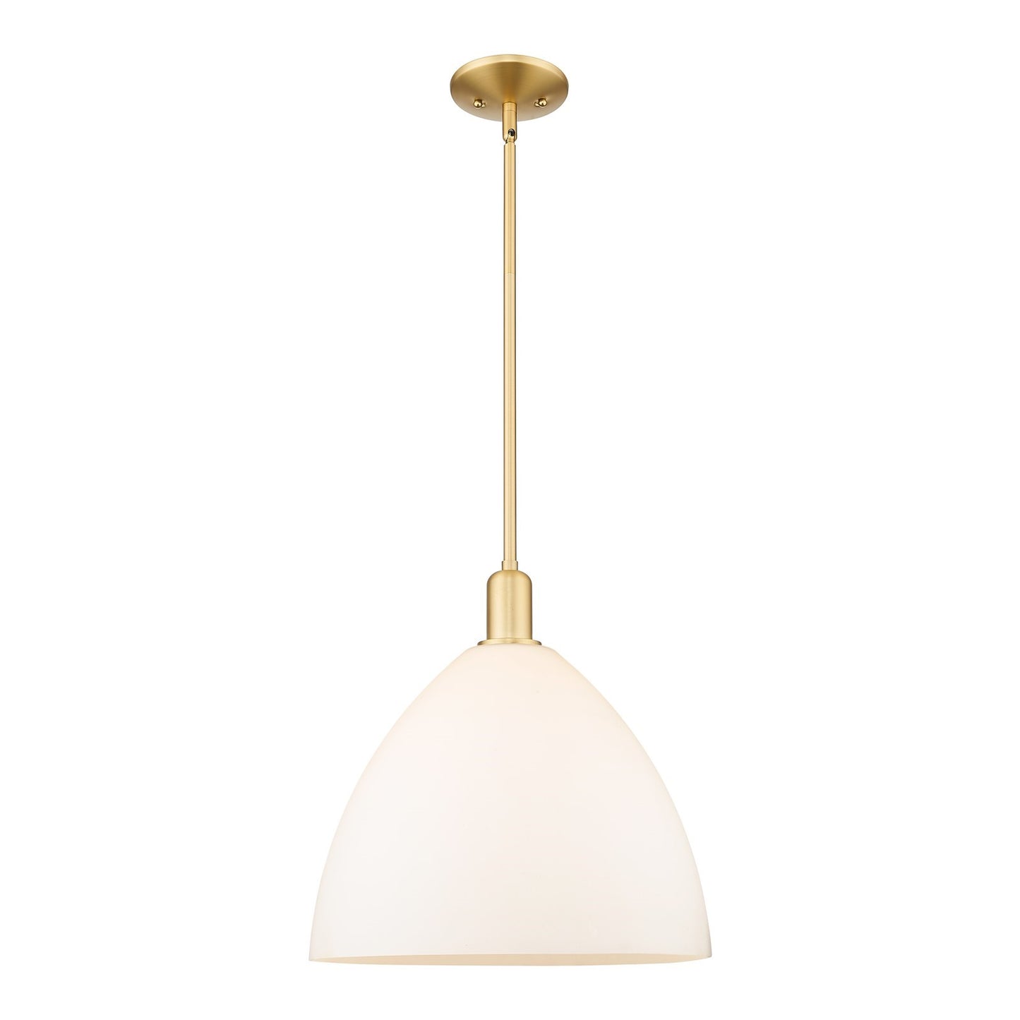 Innovations Bristol 16in 1-Light Mini Pendant | Industrial Satin Gold Steel and Matte White Glass | Kitchen Island & Dining Room | Model 716-1S-SG-GBD-161