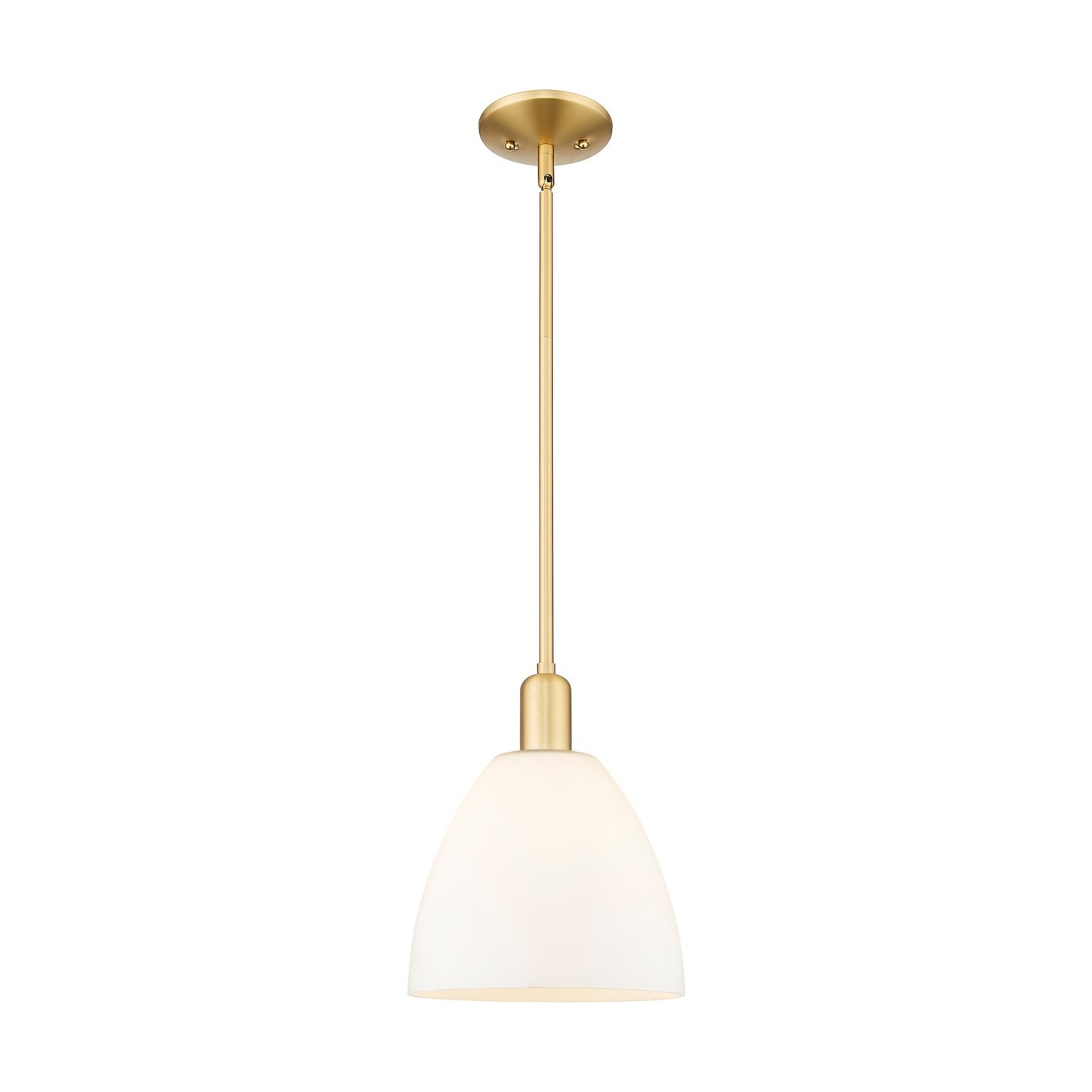 Innovations Bristol 9in 1-Light Mini Pendant | Industrial Satin Gold Steel and Matte White Glass | Kitchen Island & Dining Room | Model 716-1S-SG-GBD-91