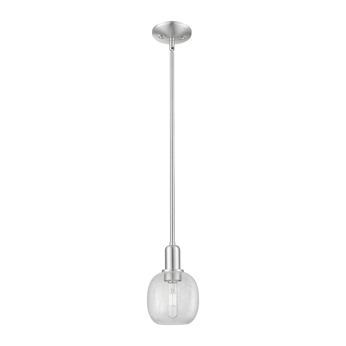 Innovations Lighting Belfast 6in 1-Light Mini Pendant | Industrial Brushed Satin Nickel and Clear Crackle Glass | Kitchen Island & | Model 716-1S-SN-G105