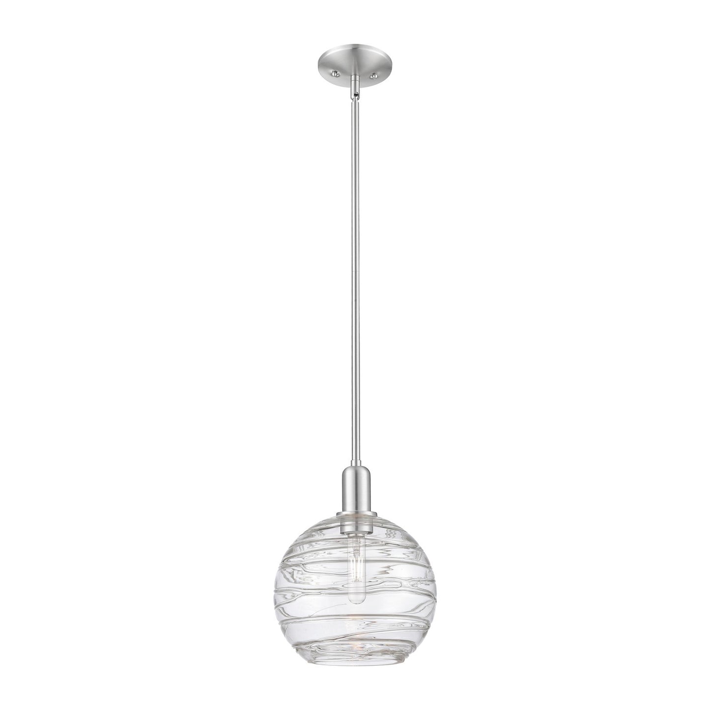 Innovations Athens Deco Swirl 10in 1-Light Mini Pendant | Industrial Brushed Satin Nickel and Clear Glass | Kitchen Island & | Model 716-1S-SN-G1213-10CL