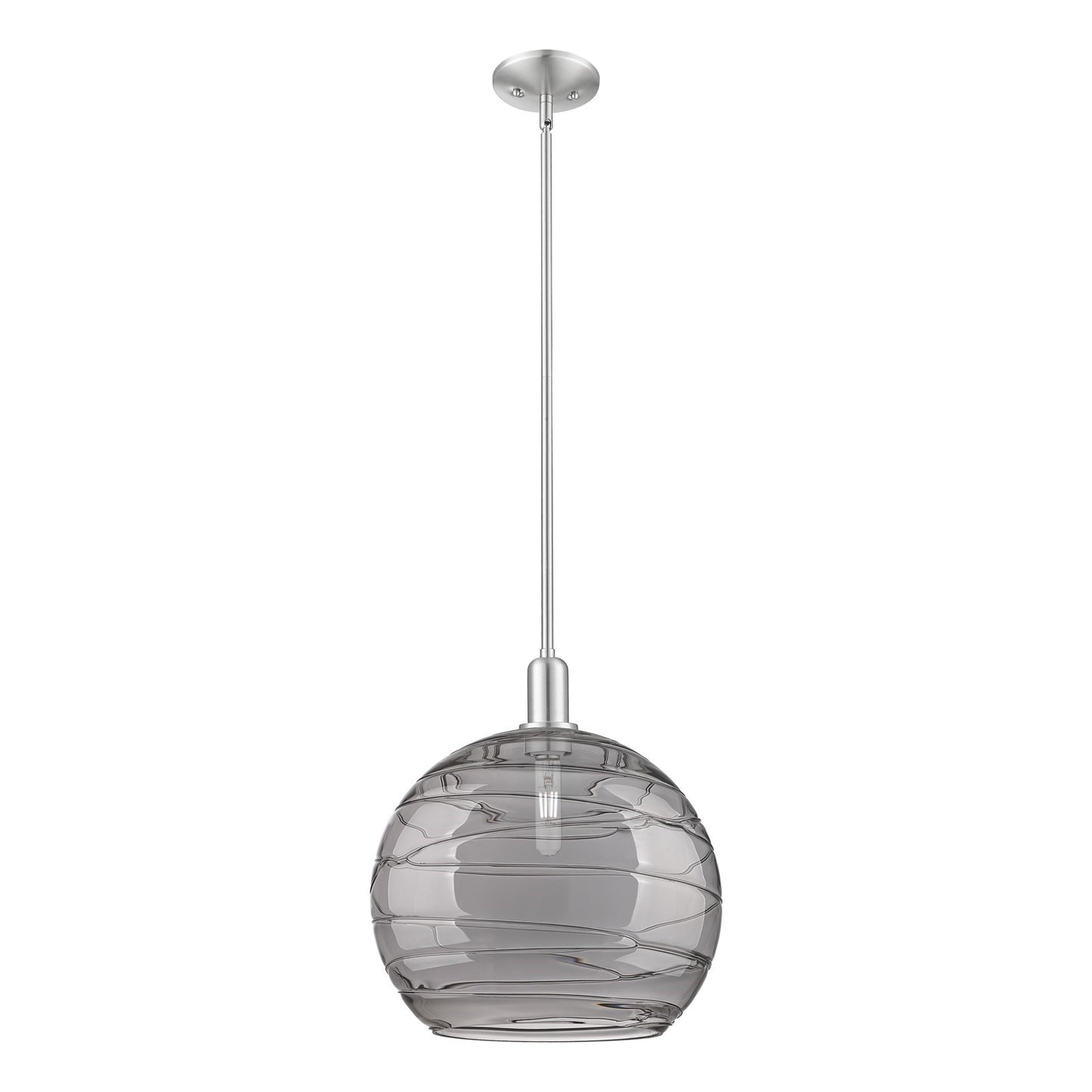 Innovations Athens Deco Swirl 14in 1-Light Mini Pendant | Industrial Brushed Satin Nickel and Light Smoke Glass | Kitchen | Model 716-1S-SN-G1213-14SM