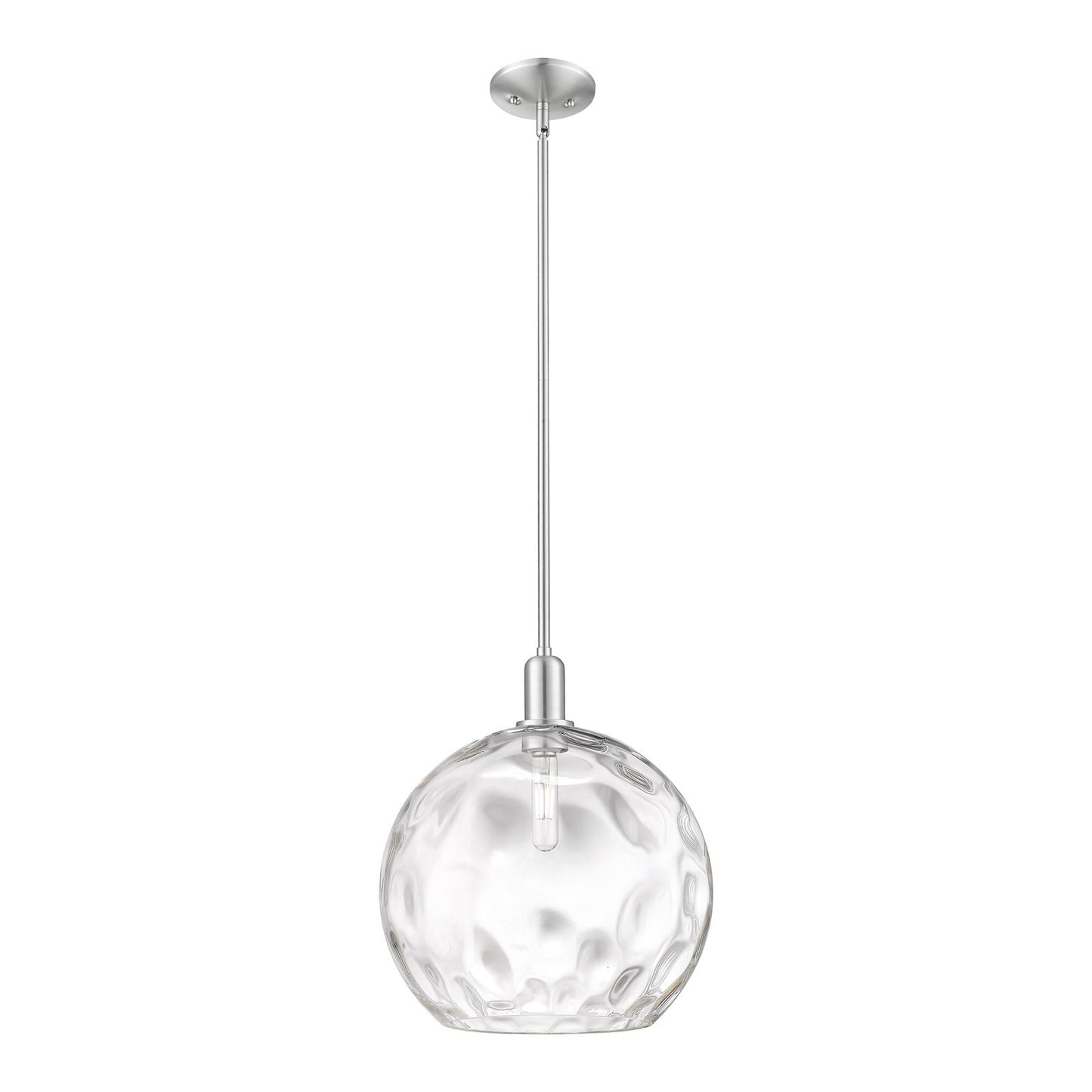 Innovations Athens Water Glass 13in 1-Light Mini Pendant | Industrial Brushed Satin Nickel and Clear Glass | Kitchen Island & | Model 716-1S-SN-G1215-14