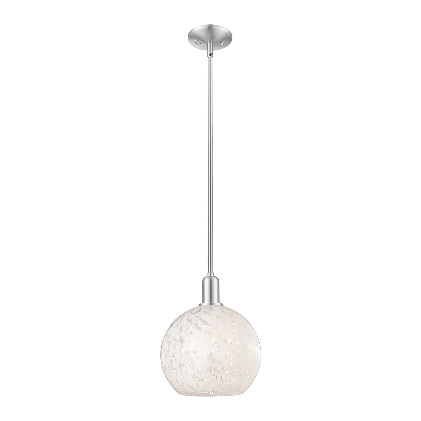 Innovations Lighting Arcadia 10in 1-Light Mini Pendant | Industrial Brushed Satin Nickel and White Mouchette Glass | Kitchen | Model 716-1S-SN-G1216-10WM