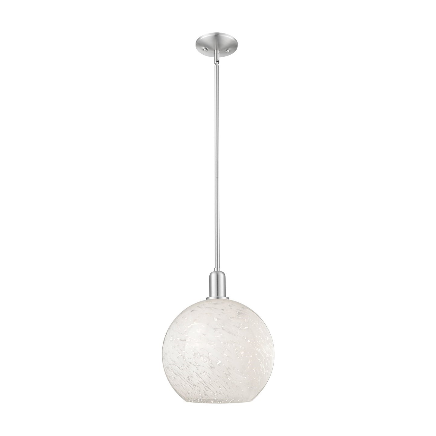 Innovations Lighting Arcadia 12in 1-Light Mini Pendant | Industrial Brushed Satin Nickel and White Mouchette Glass | Kitchen | Model 716-1S-SN-G1216-12WM